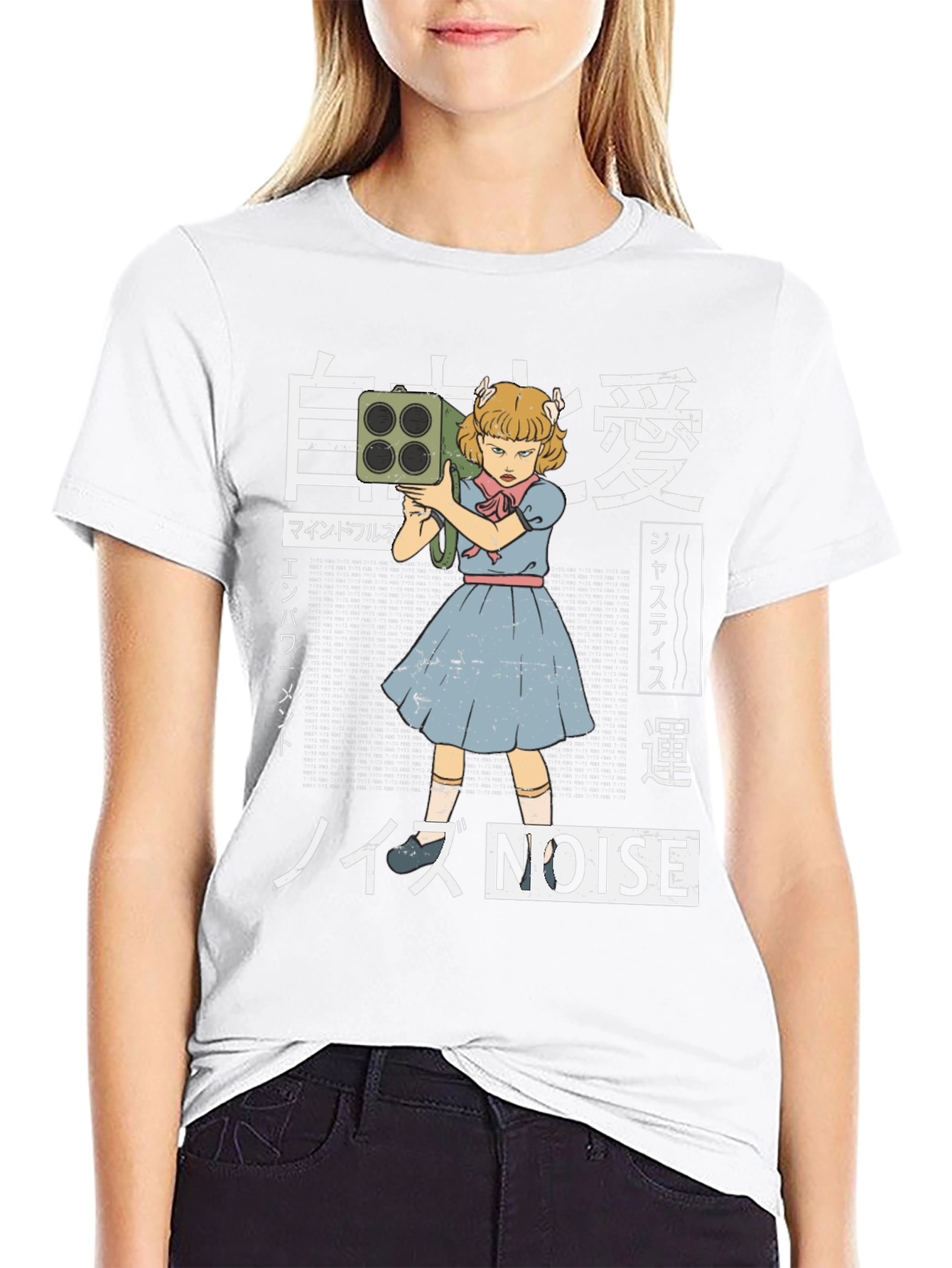 Noise Graphic Tee - Retro Anime Style