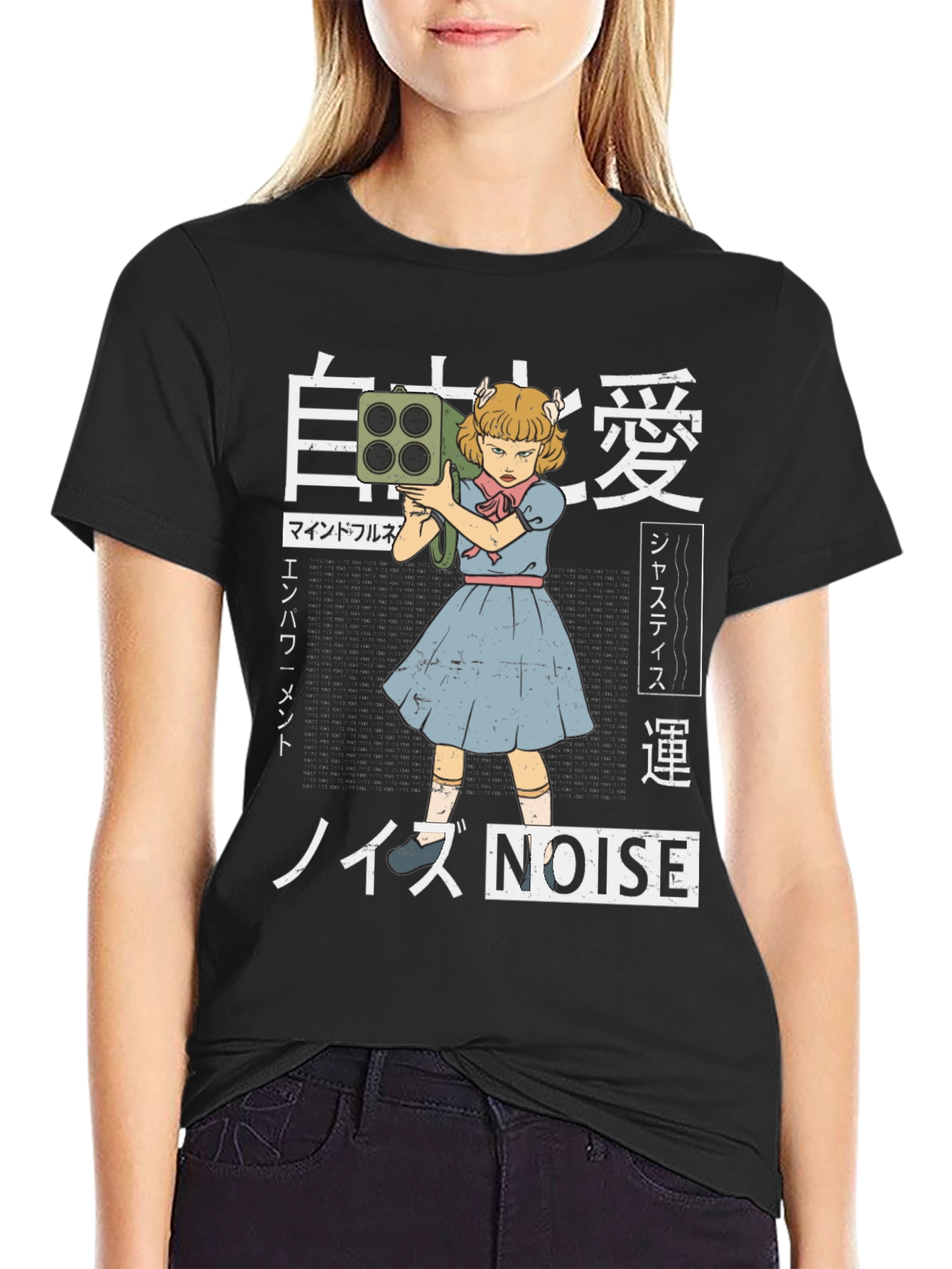 Noise Graphic Tee - Retro Anime Style