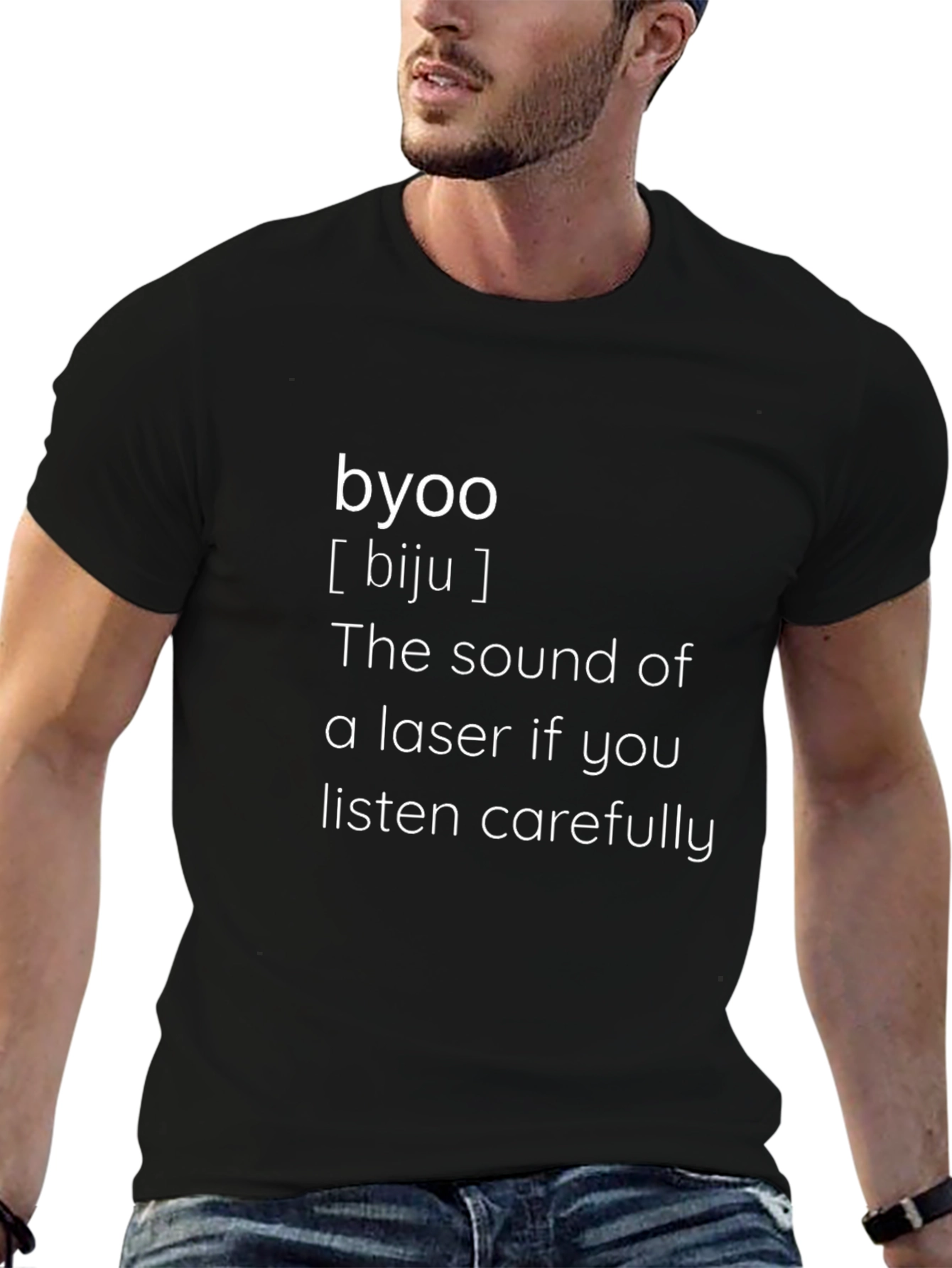 Laser Sound Mens Black T-Shirt:  BYOO