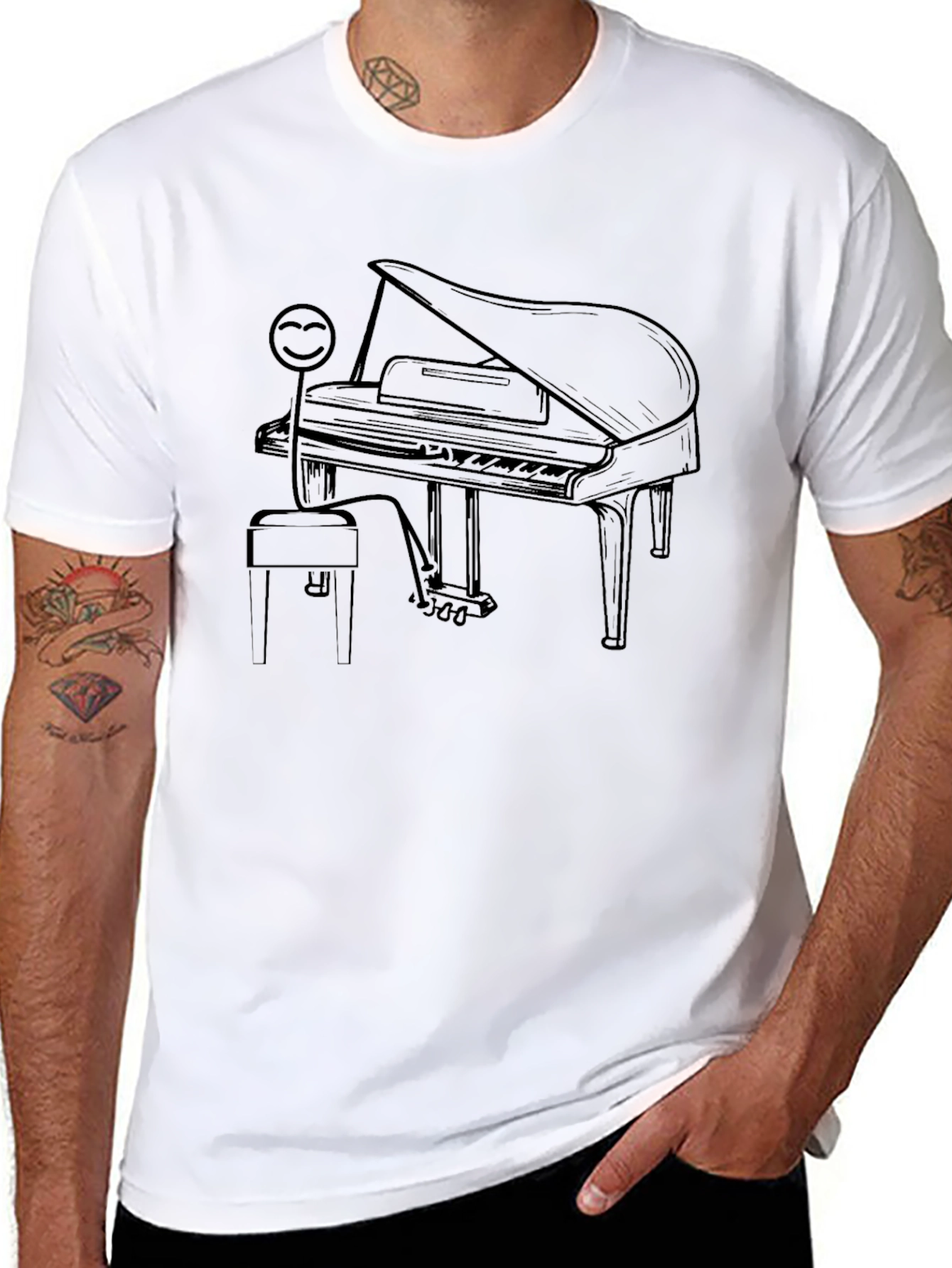 Piano Player Graphic Tee - Cool Casual Style