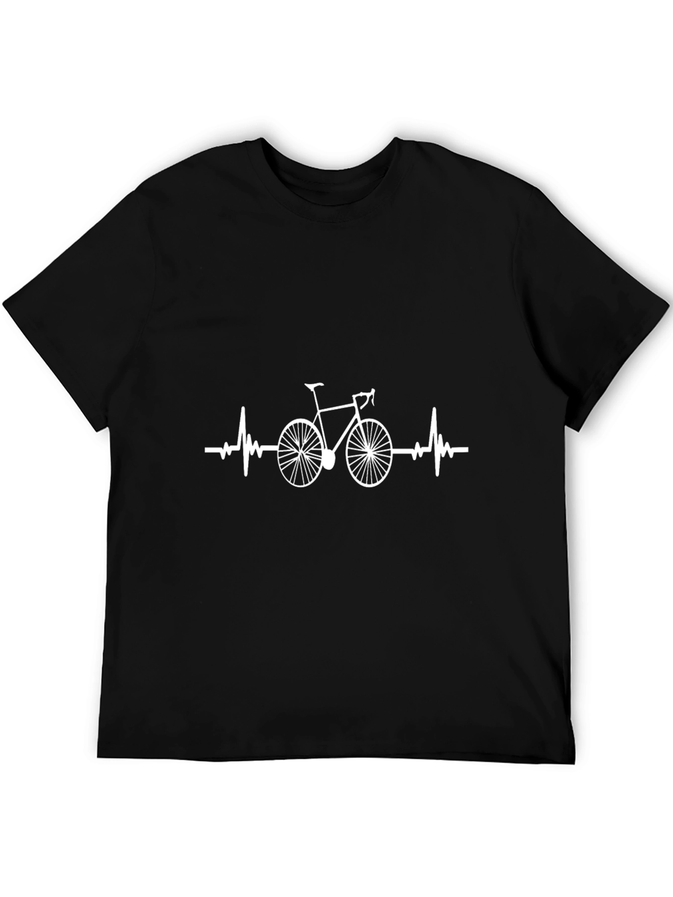 Mens Black T-Shirt - Bike Heartbeat Graphic