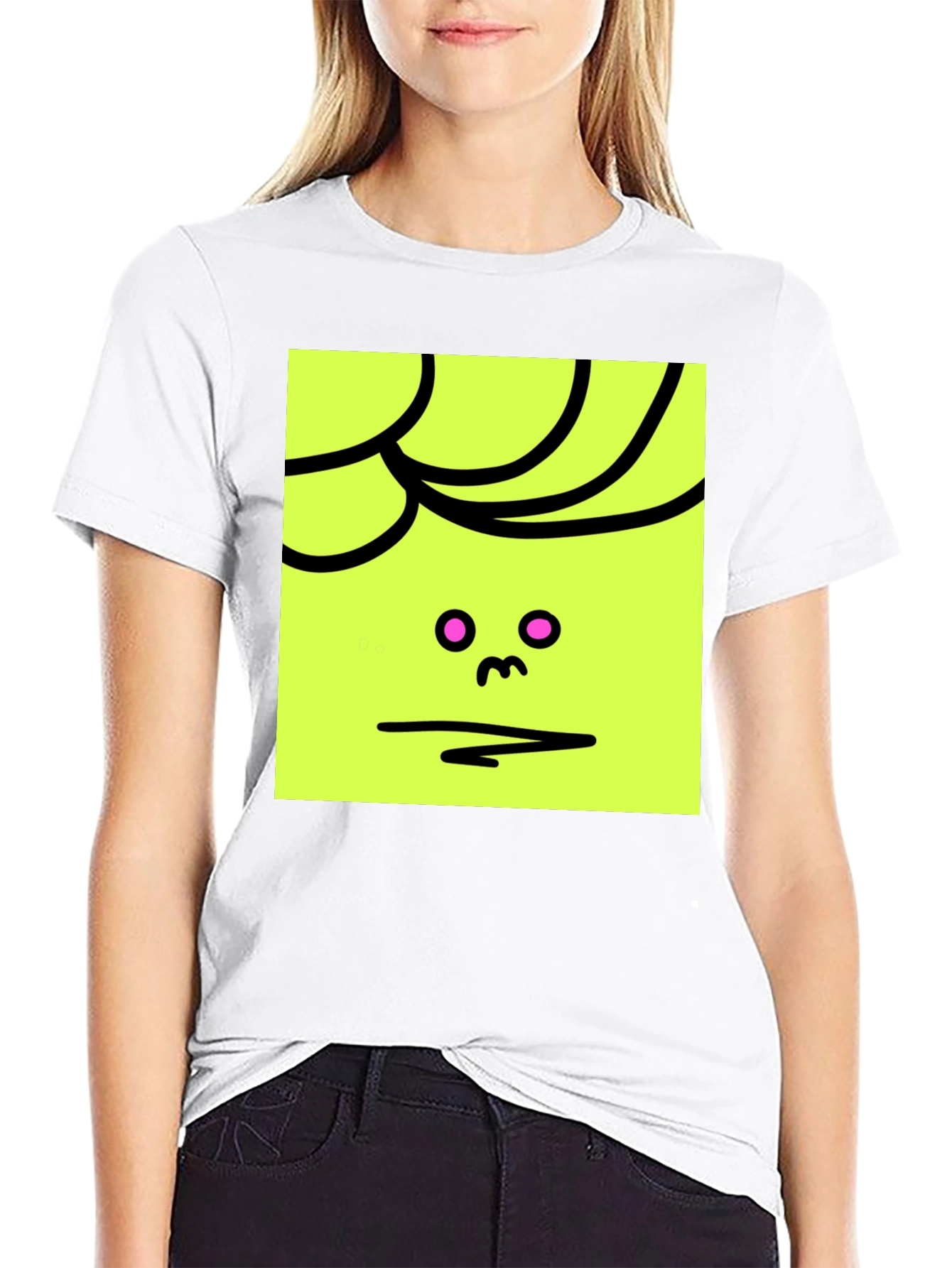 Abstract Face Graphic Tee - Black Cotton Blend