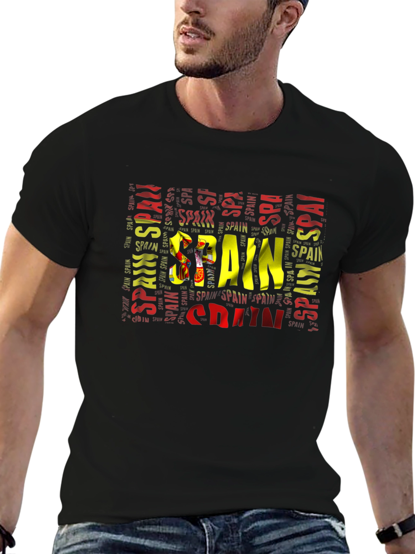 Spain Flag Word Art T-Shirt