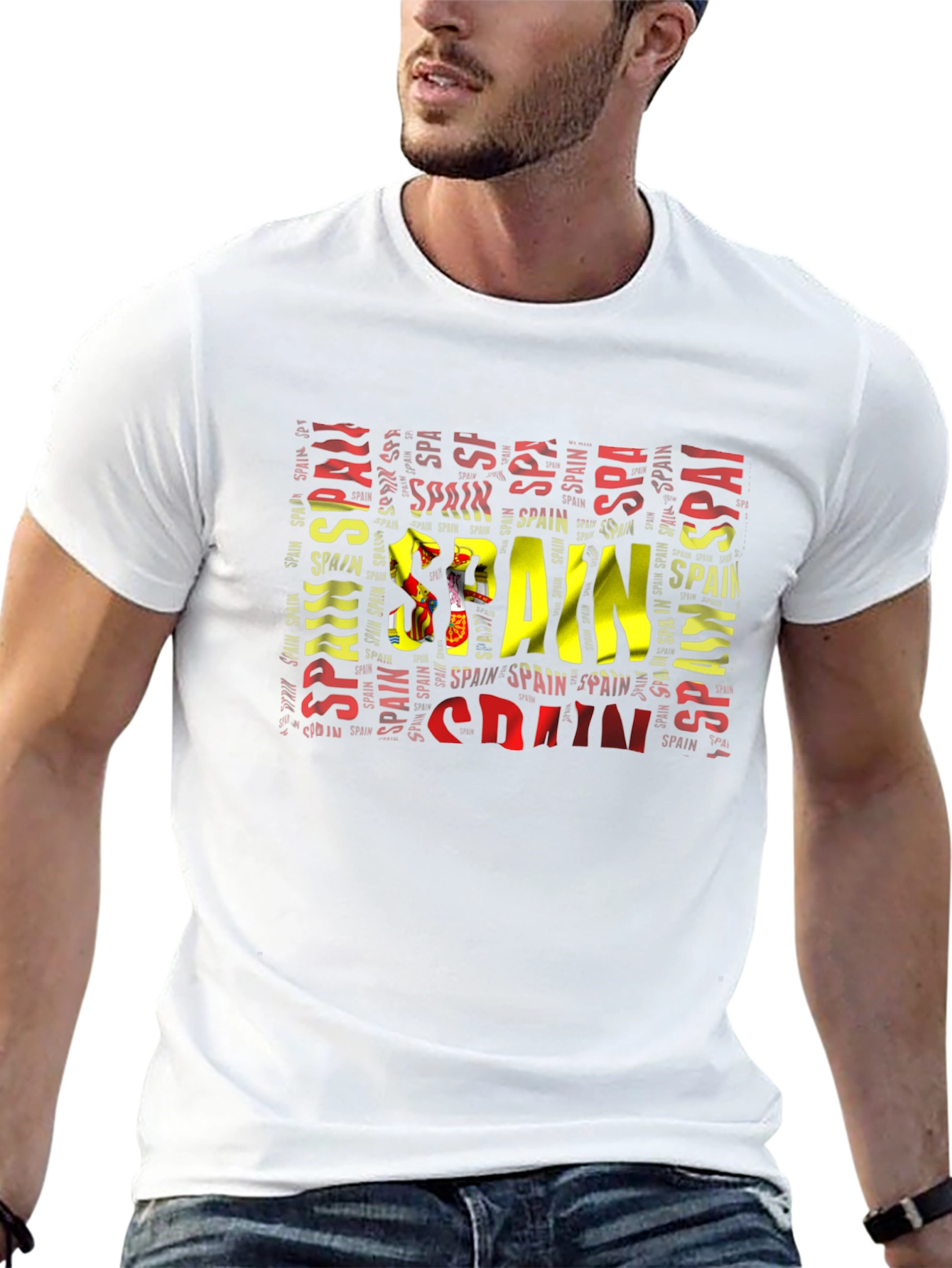 Spain Flag Word Art T-Shirt