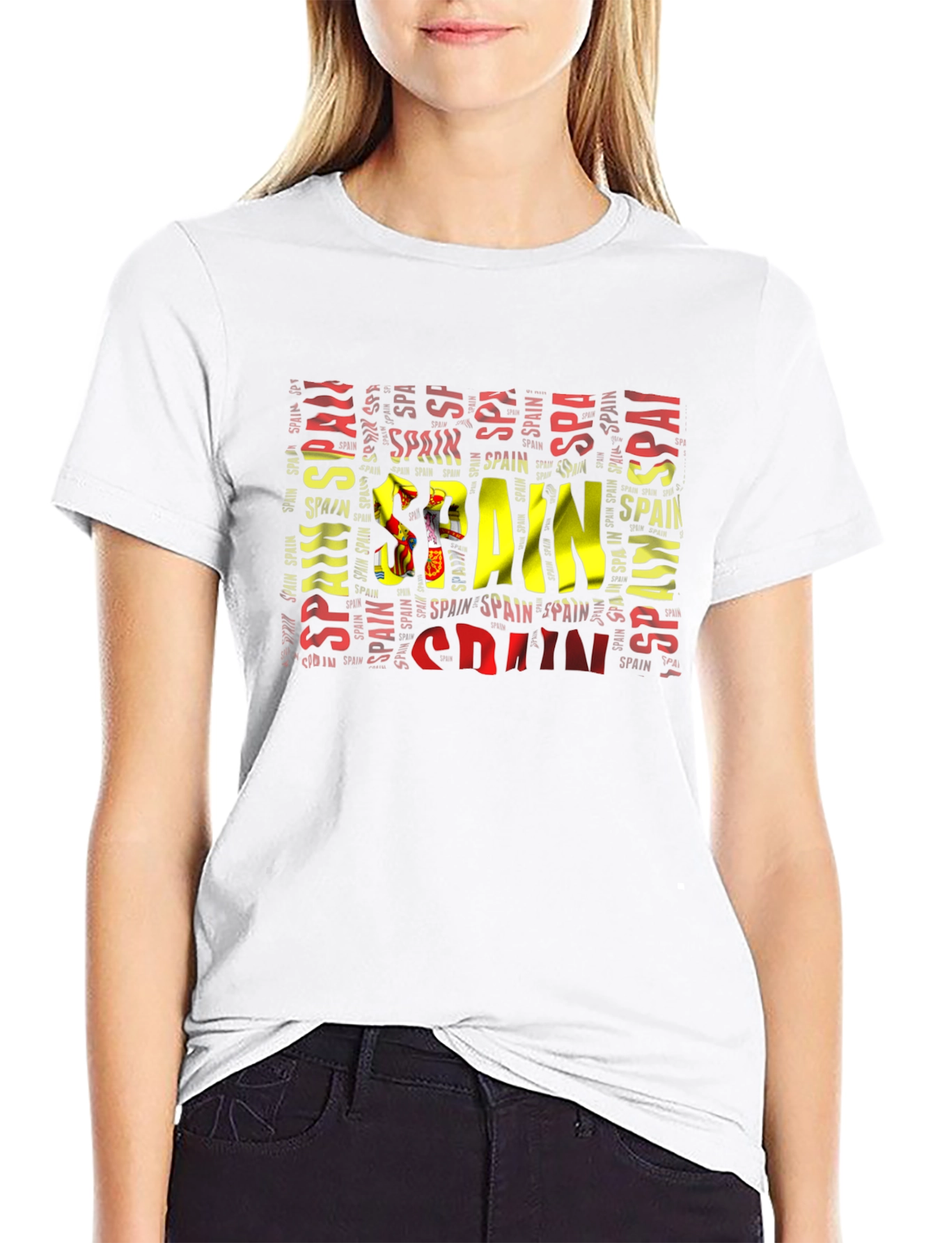 Spain Flag Word Art T-Shirt