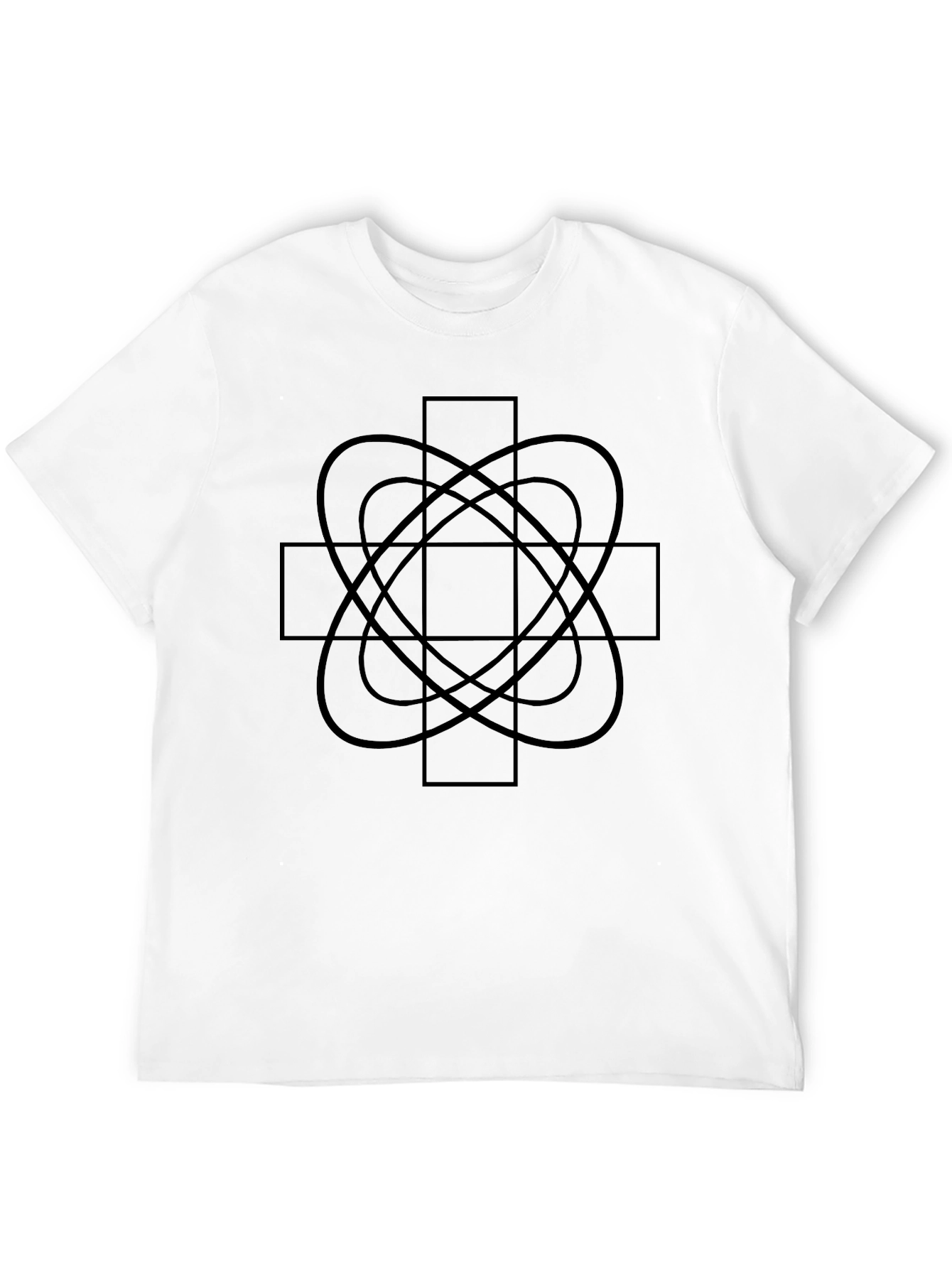 Geometric Cross Graphic Tee - Black