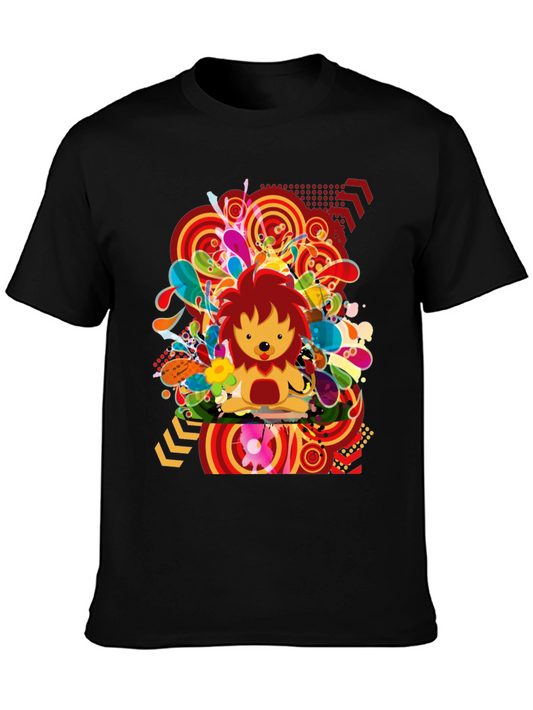 Funky Lion Graphic Tee - Mens Black T-Shirt
