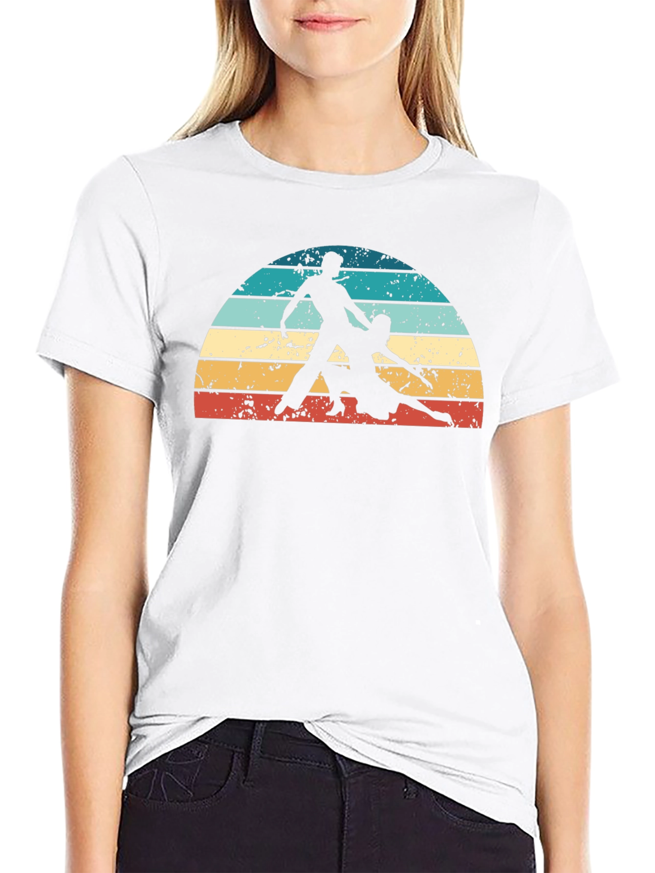 Retro Dance Silhouette Graphic Tee - Black