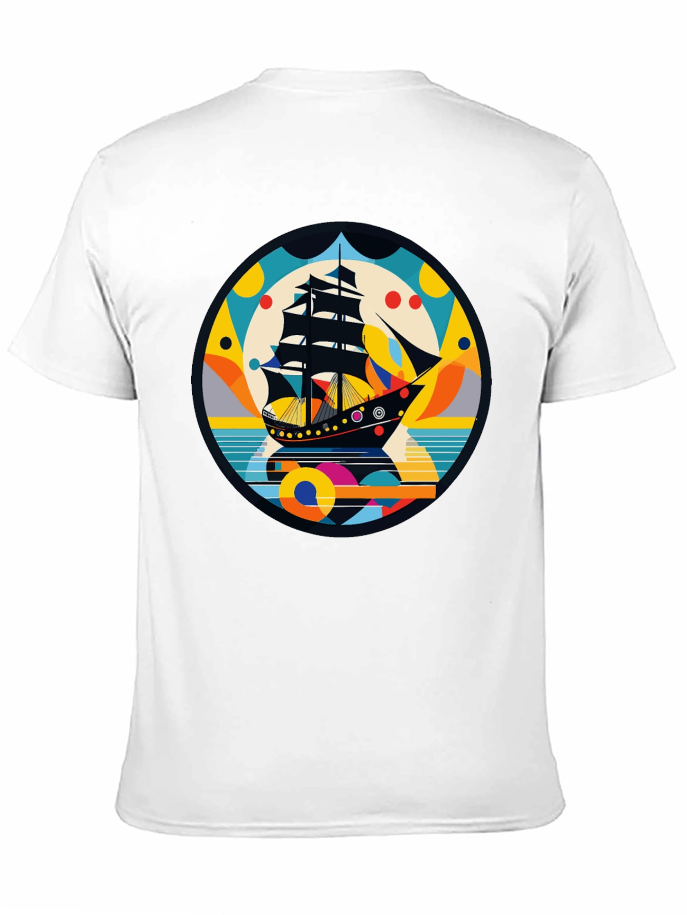 Retro Ship Graphic Tee - Black Cotton Blend