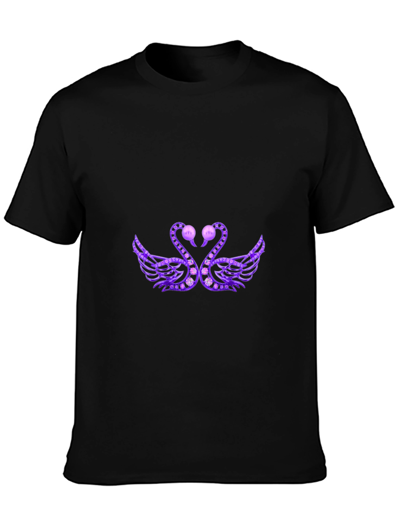 Elegant Swan Graphic Tee - Black