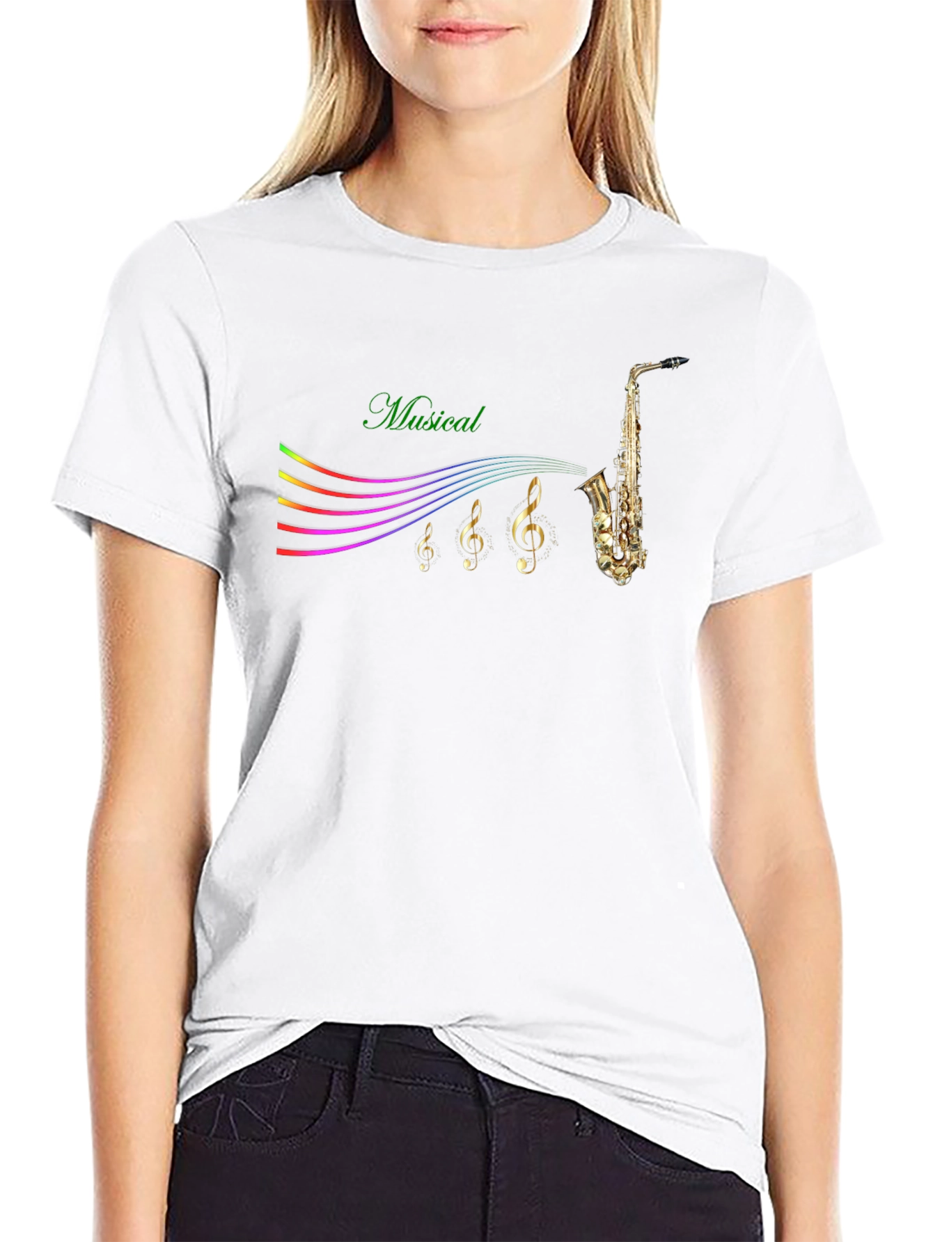 Musical Note Saxophone Graphic Tee