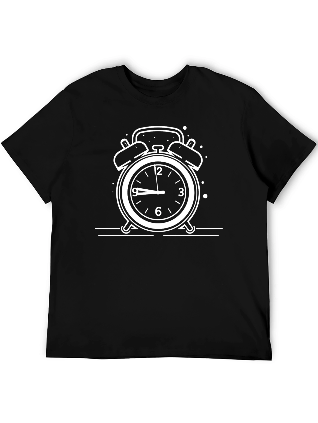 Alarm Clock Graphic Tee - Black Cotton Blend