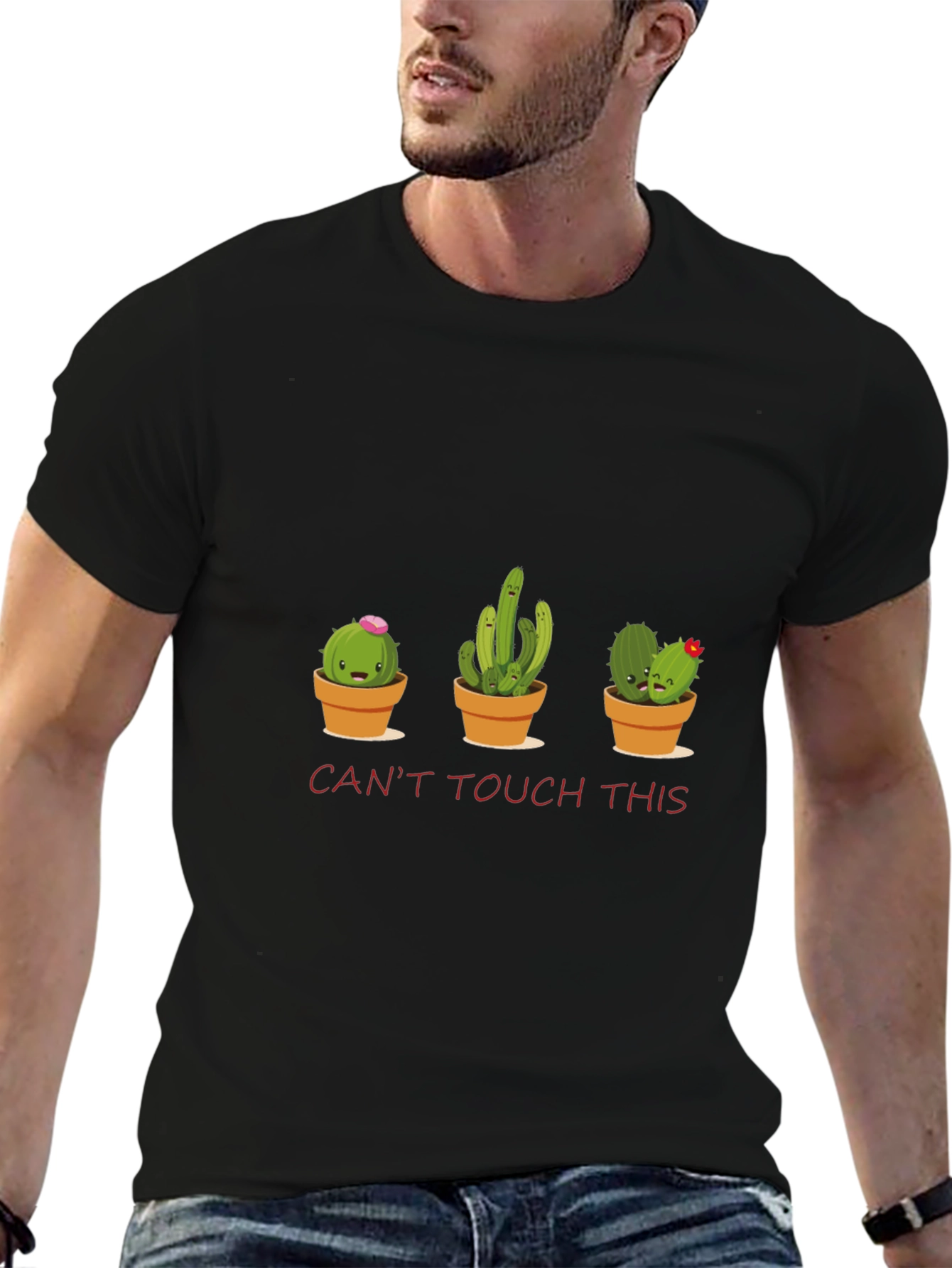Cute Cactus Graphic Tee - Cant Touch This