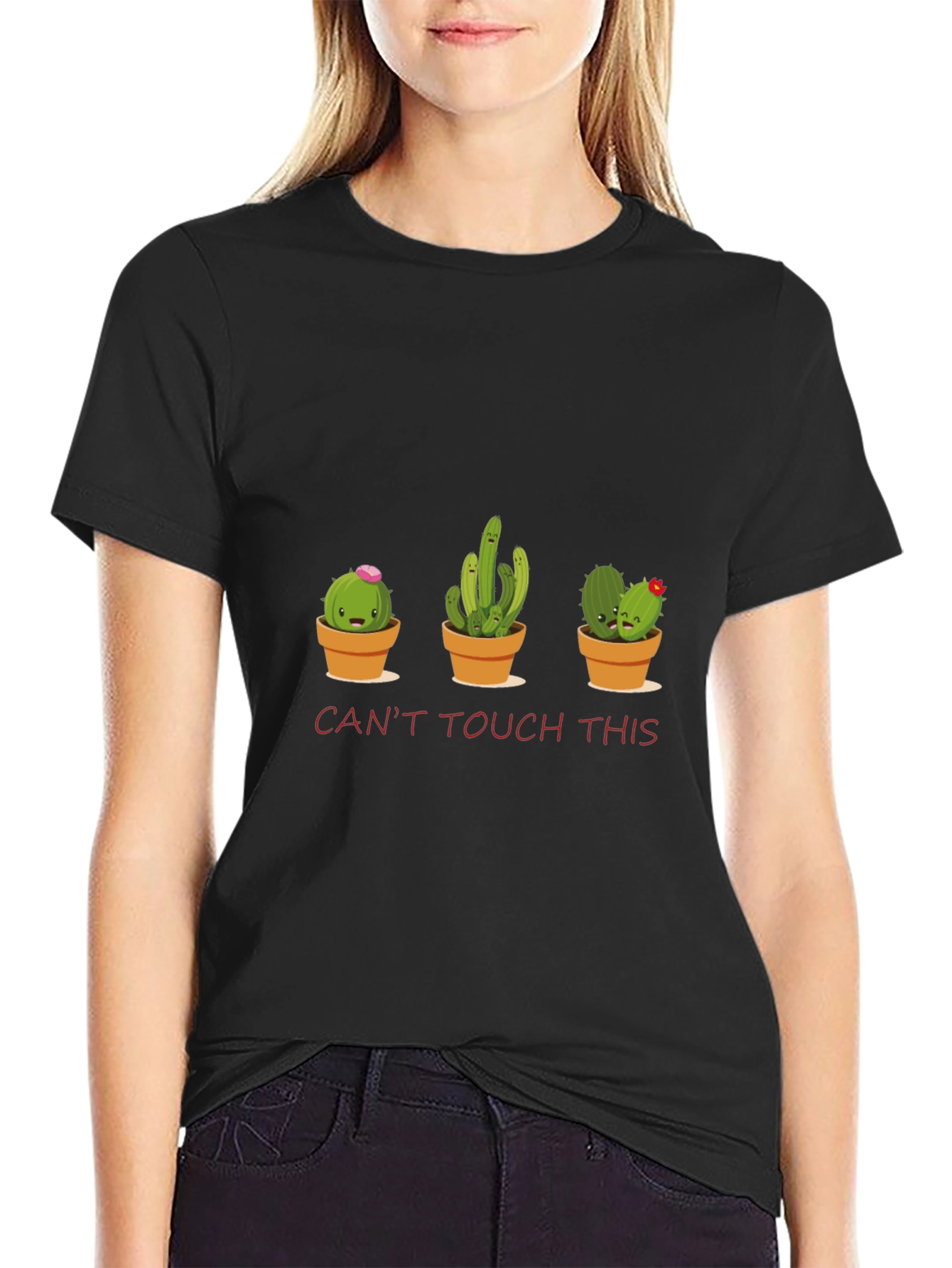 Cute Cactus Graphic Tee - Cant Touch This