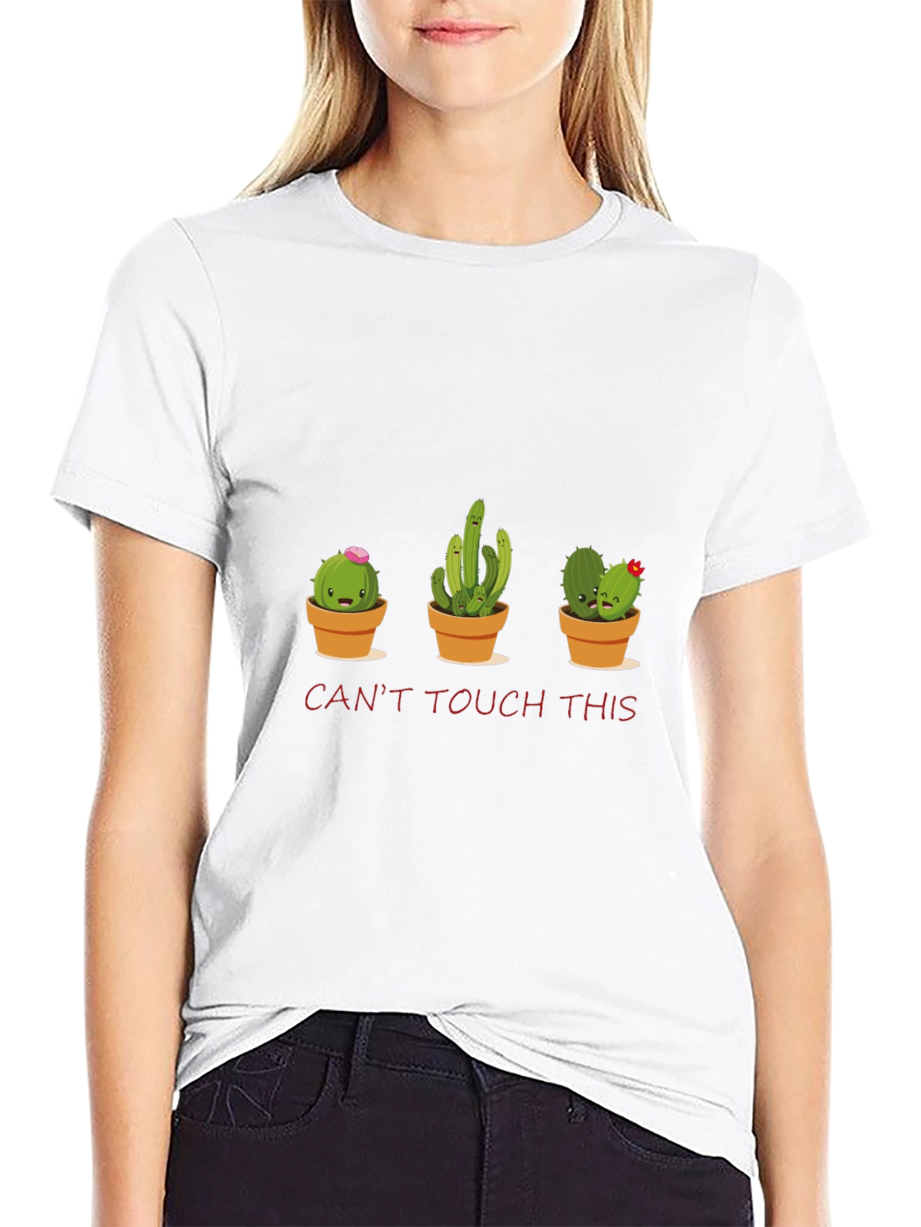 Cute Cactus Graphic Tee - Cant Touch This