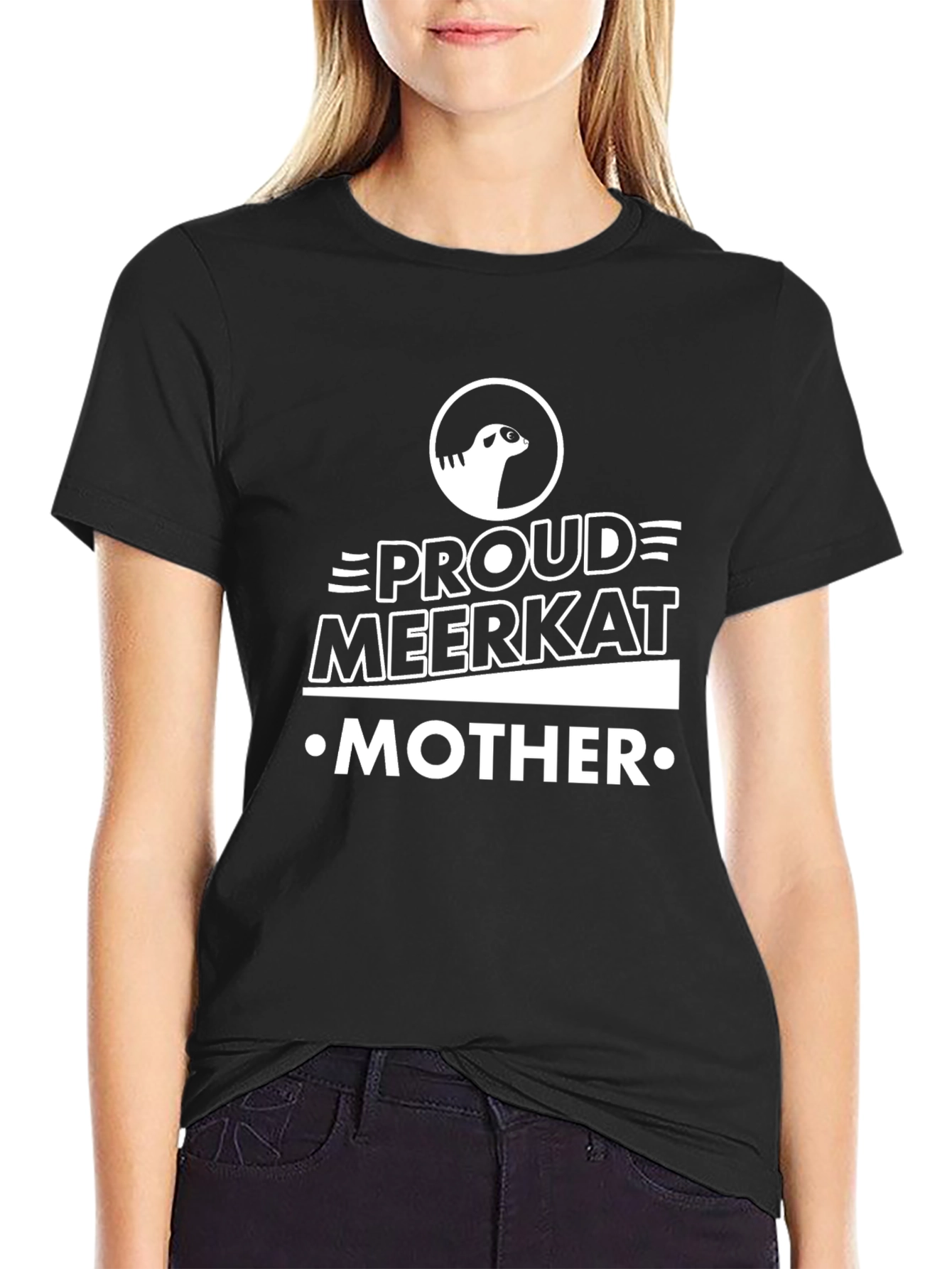 Proud Meerkat Mother Black T-Shirt