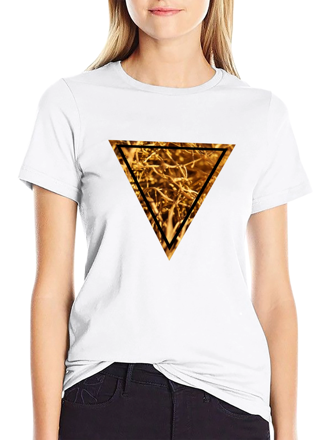 Golden Triangle Graphic Tee - Stylish Mens Black T-Shirt