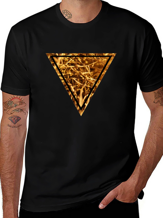 Golden Triangle Graphic Tee - Stylish Mens Black T-Shirt