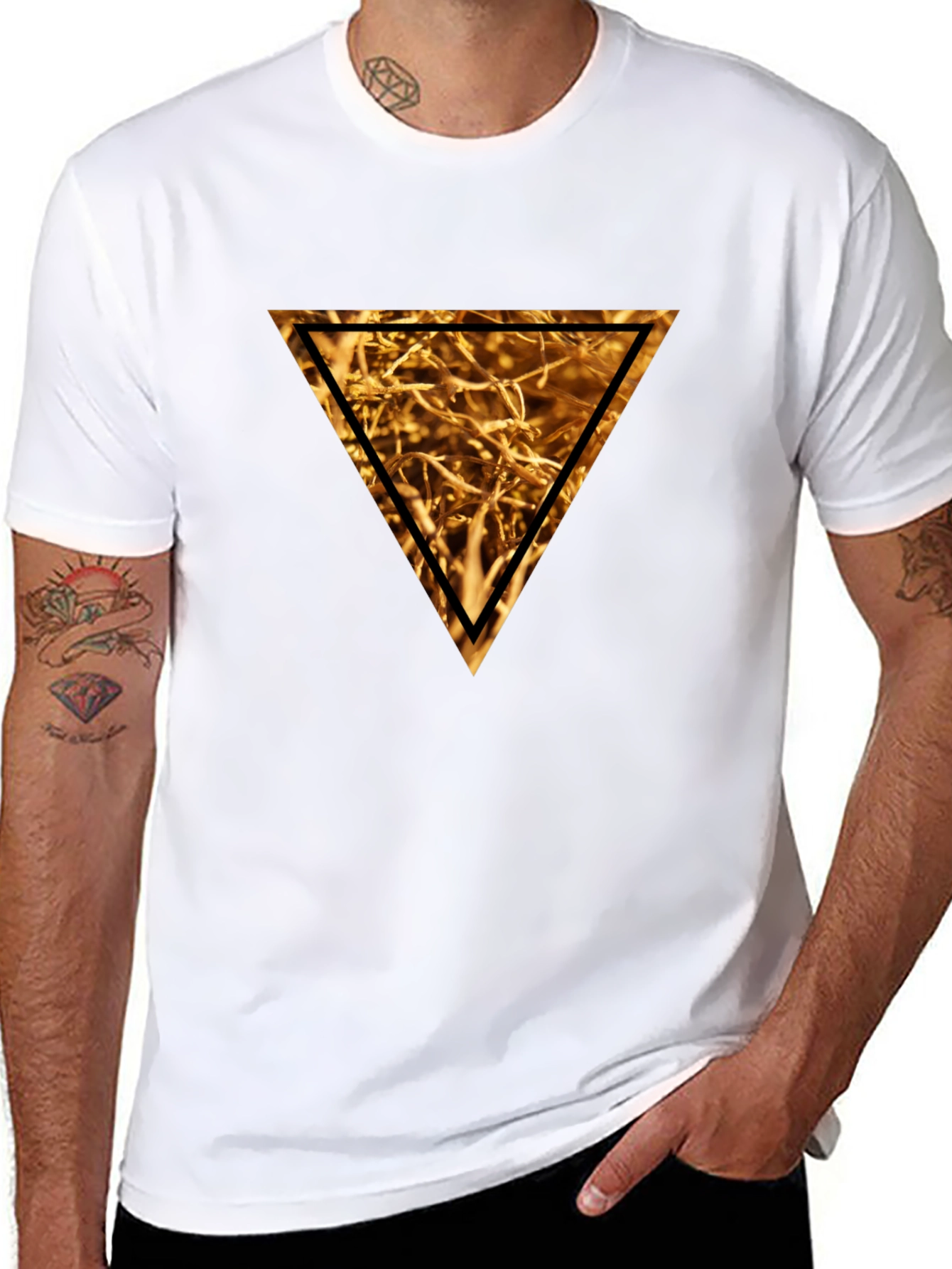Golden Triangle Graphic Tee - Stylish Mens Black T-Shirt