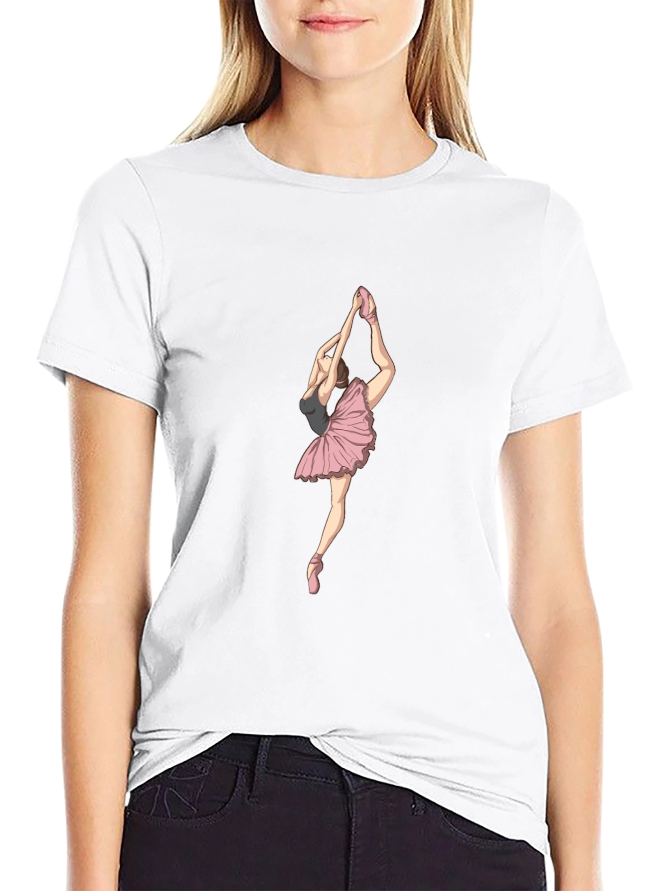 Ballerina Graphic Tee - Black Cotton T-Shirt