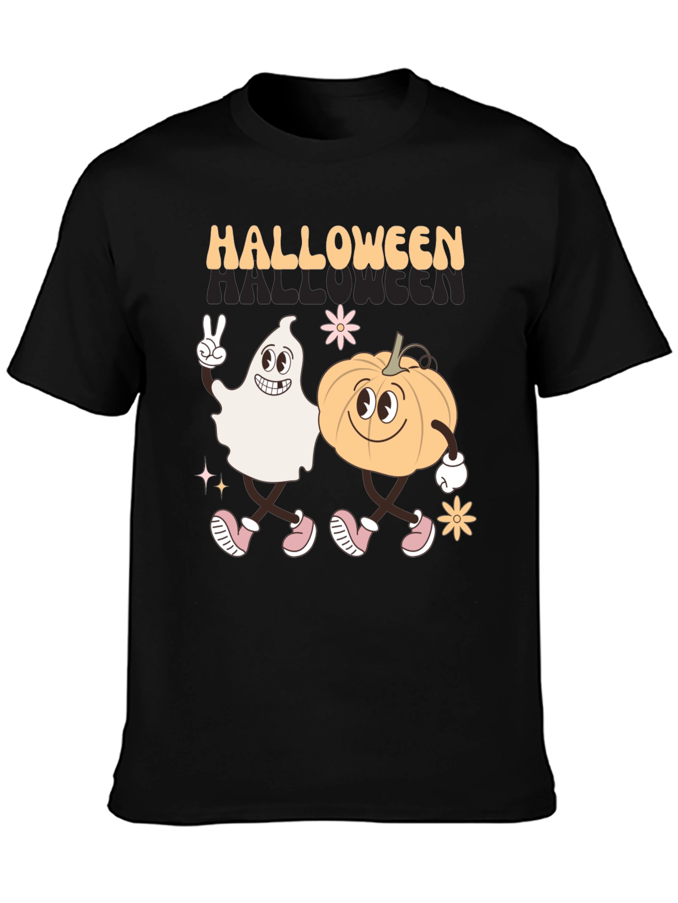 Halloween Ghost and Pumpkin Graphic Tee