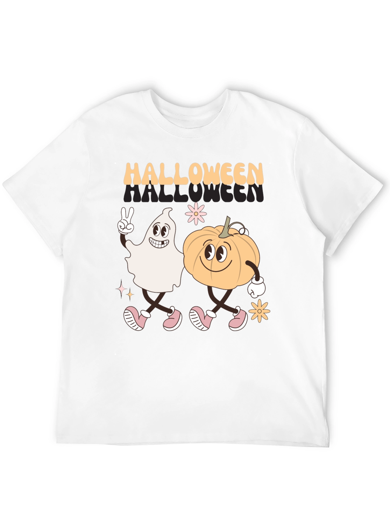 Halloween Ghost and Pumpkin Graphic Tee
