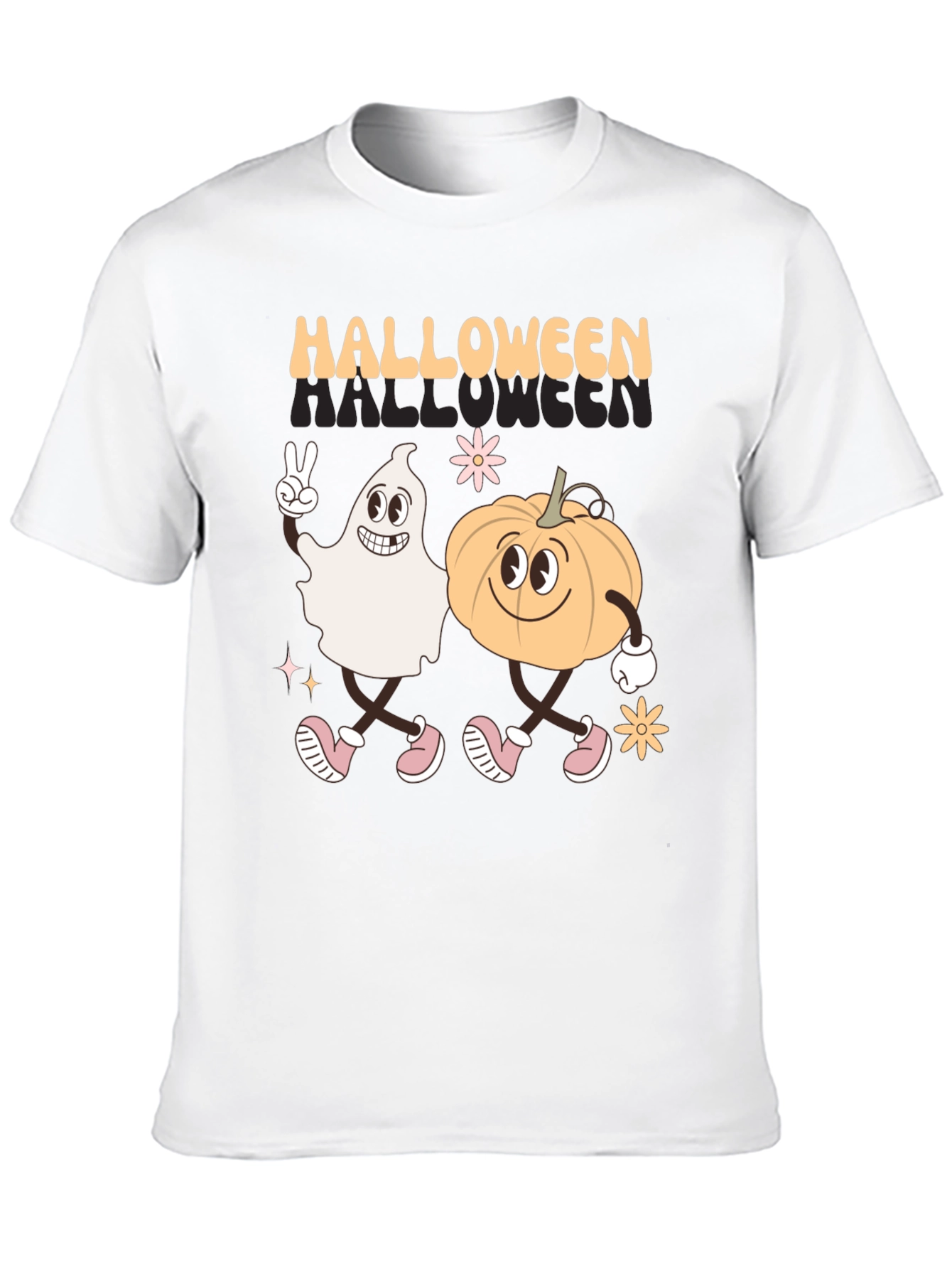 Halloween Ghost and Pumpkin Graphic Tee