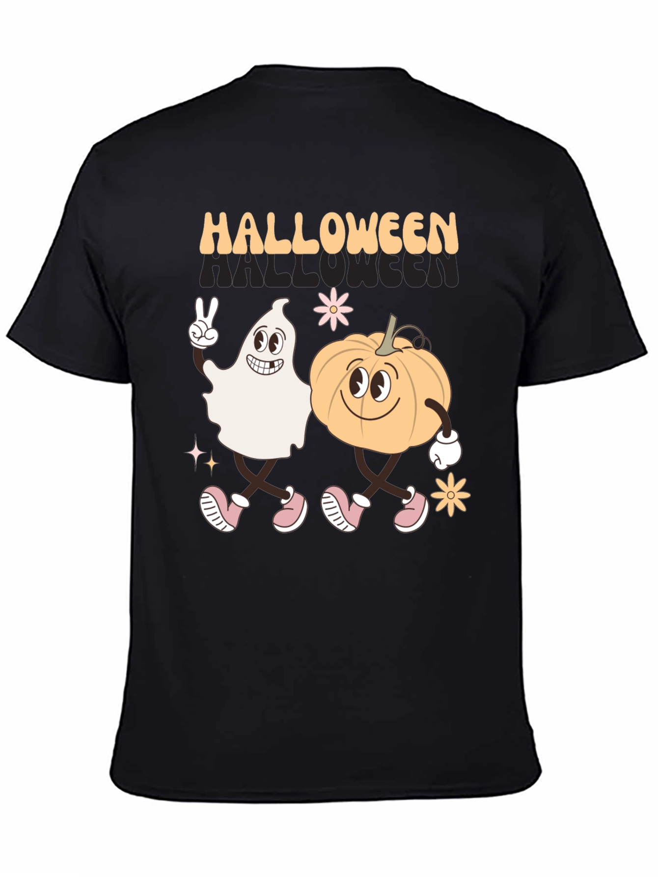 Halloween Ghost and Pumpkin Graphic Tee