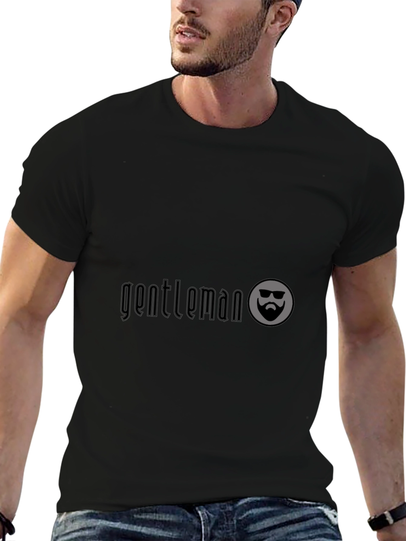 Gentleman Black T-Shirt with Cool Logo