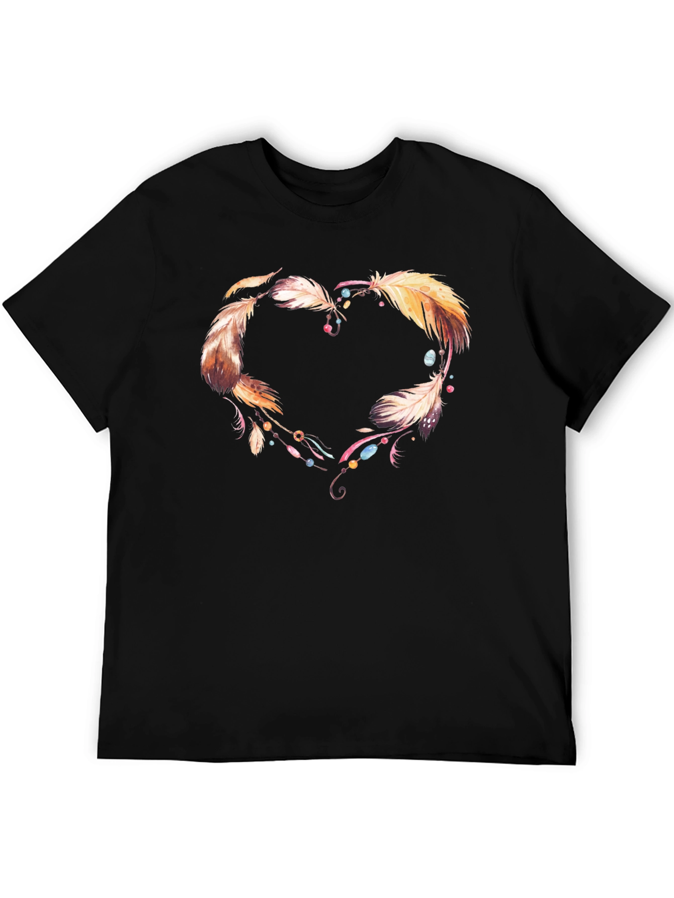 Feather Heart Graphic Tee - Unique Design Shirt
