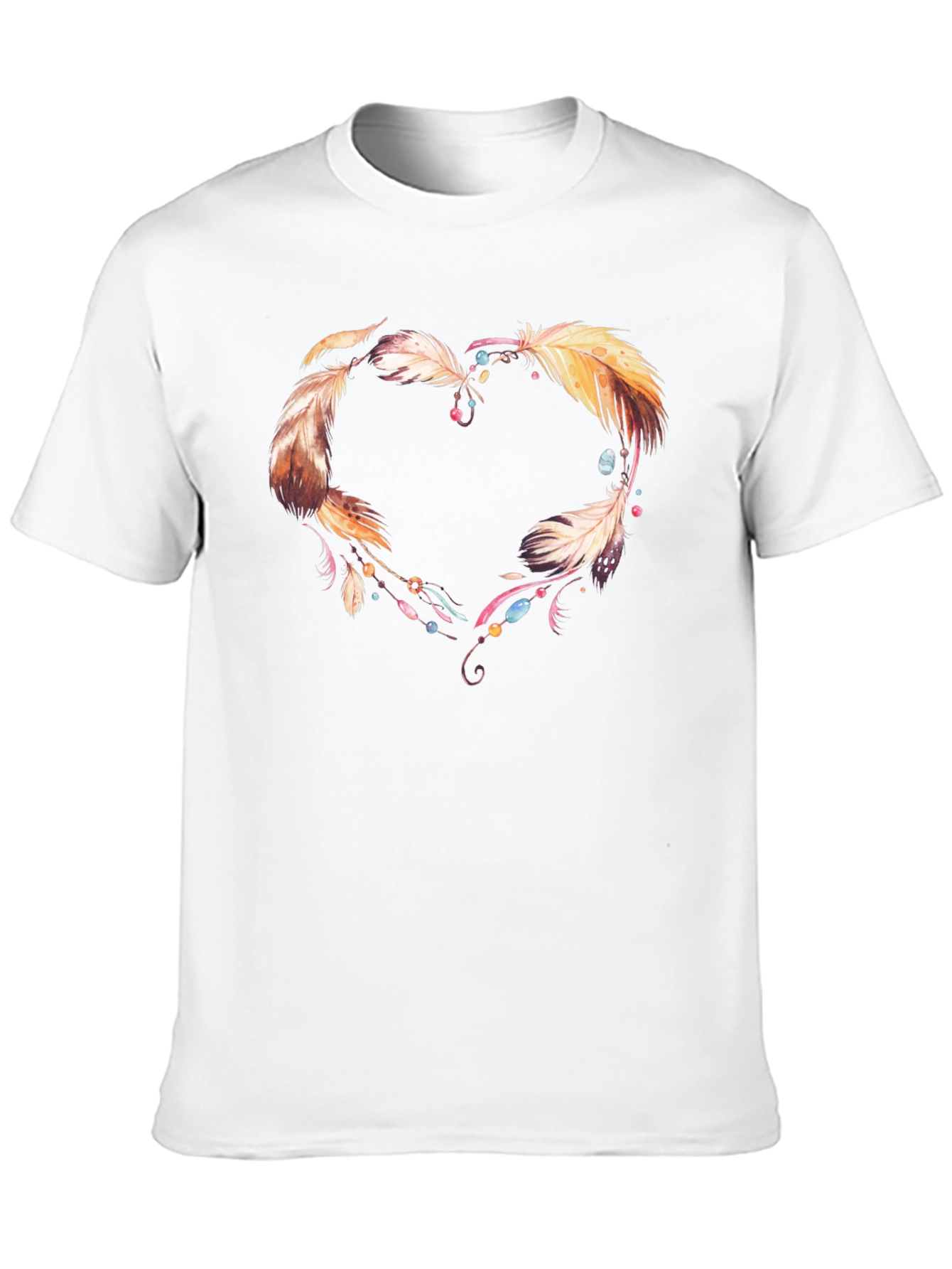 Feather Heart Graphic Tee - Unique Design Shirt
