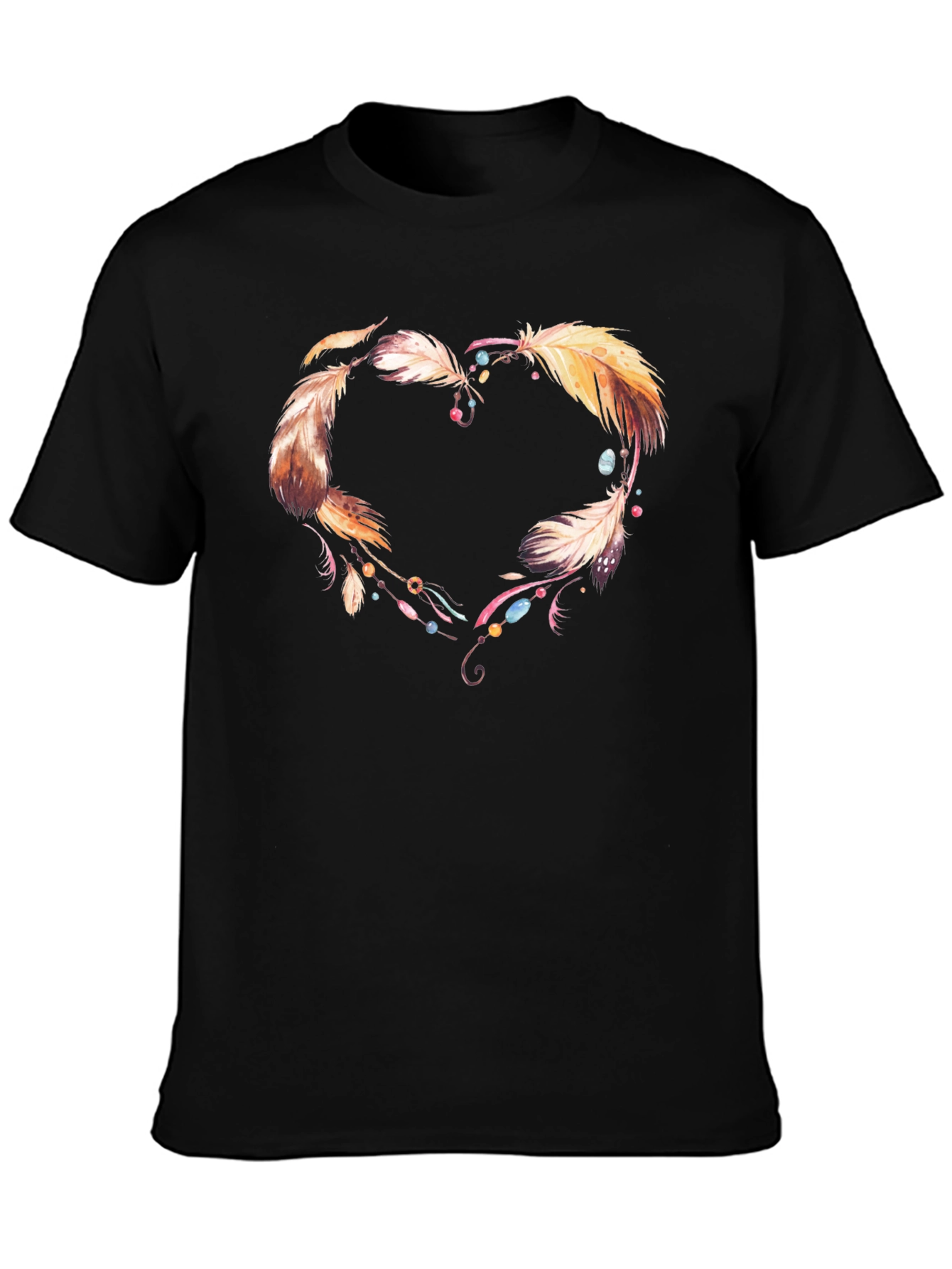 Feather Heart Graphic Tee - Unique Design Shirt