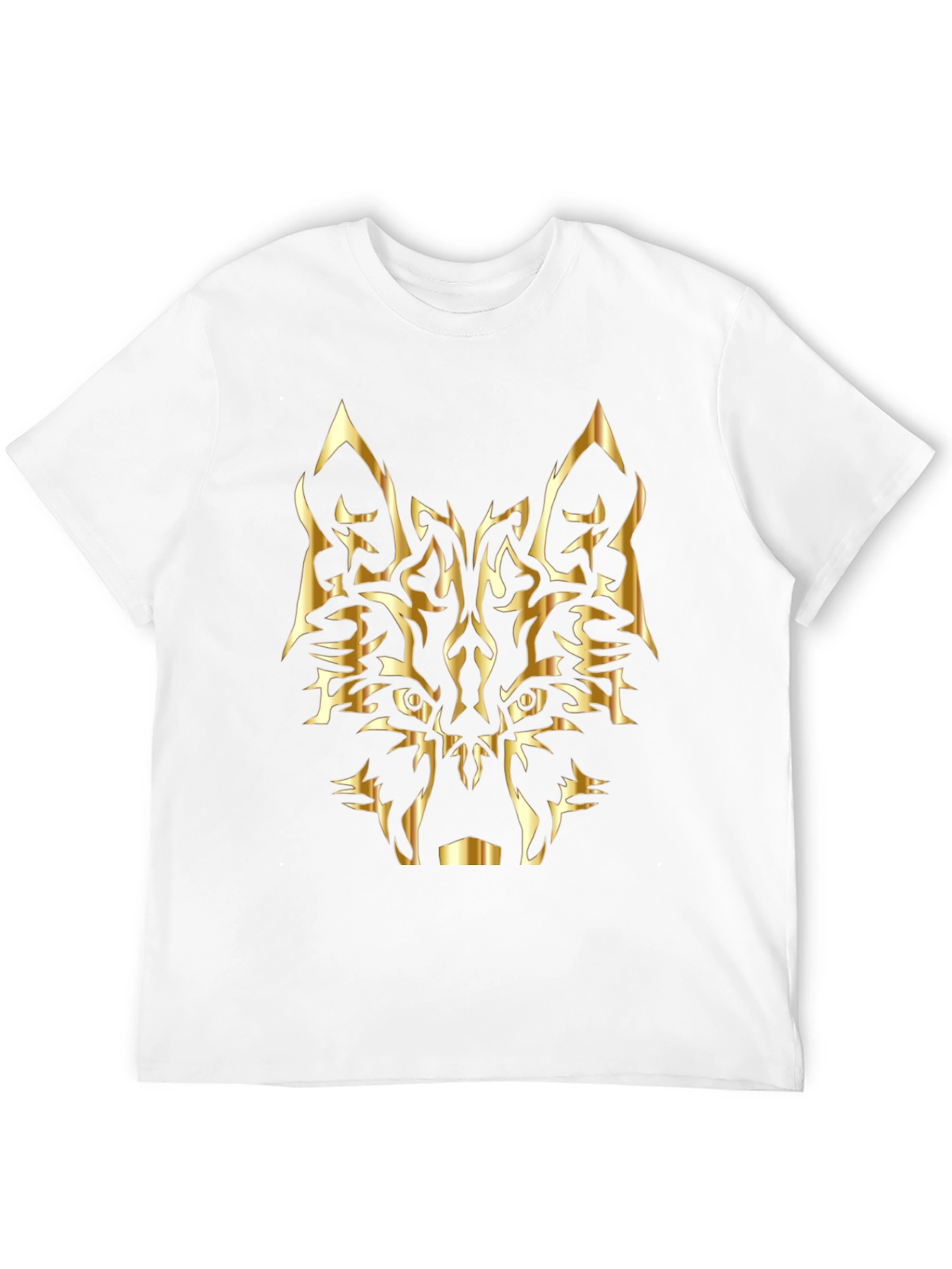 Black T-Shirt with Golden Wolf Design