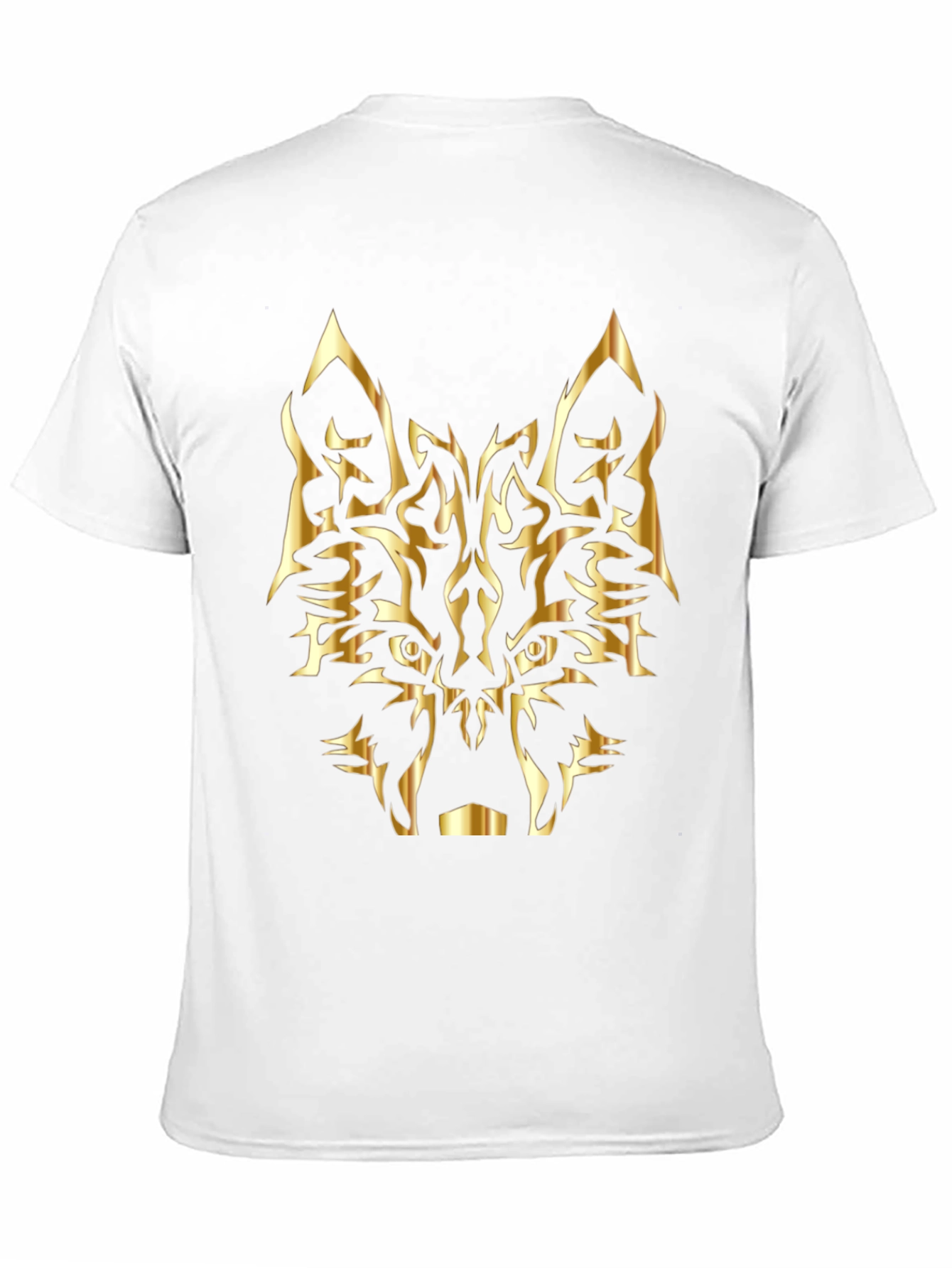Black T-Shirt with Golden Wolf Design