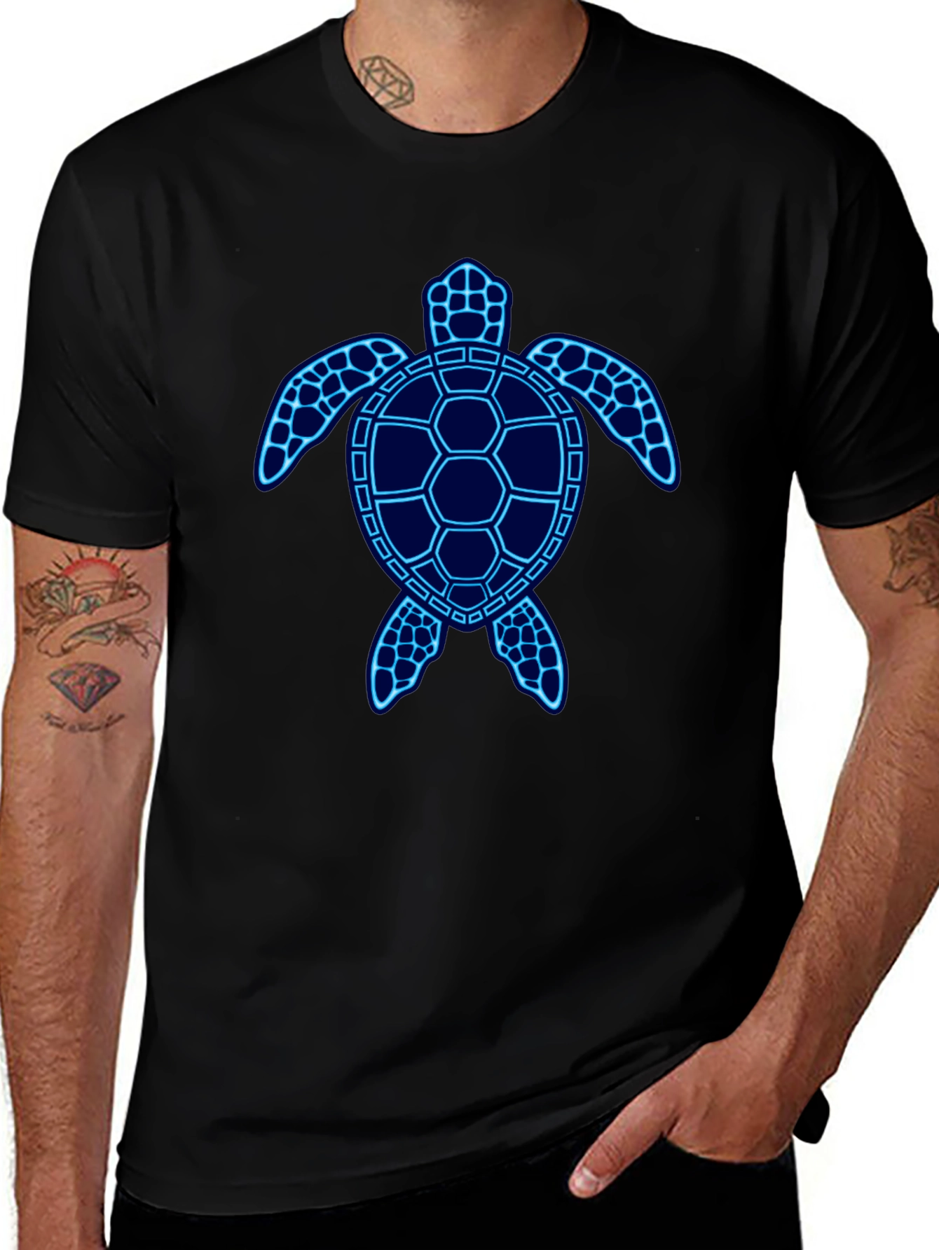 Cool Blue Sea Turtle Graphic Tee