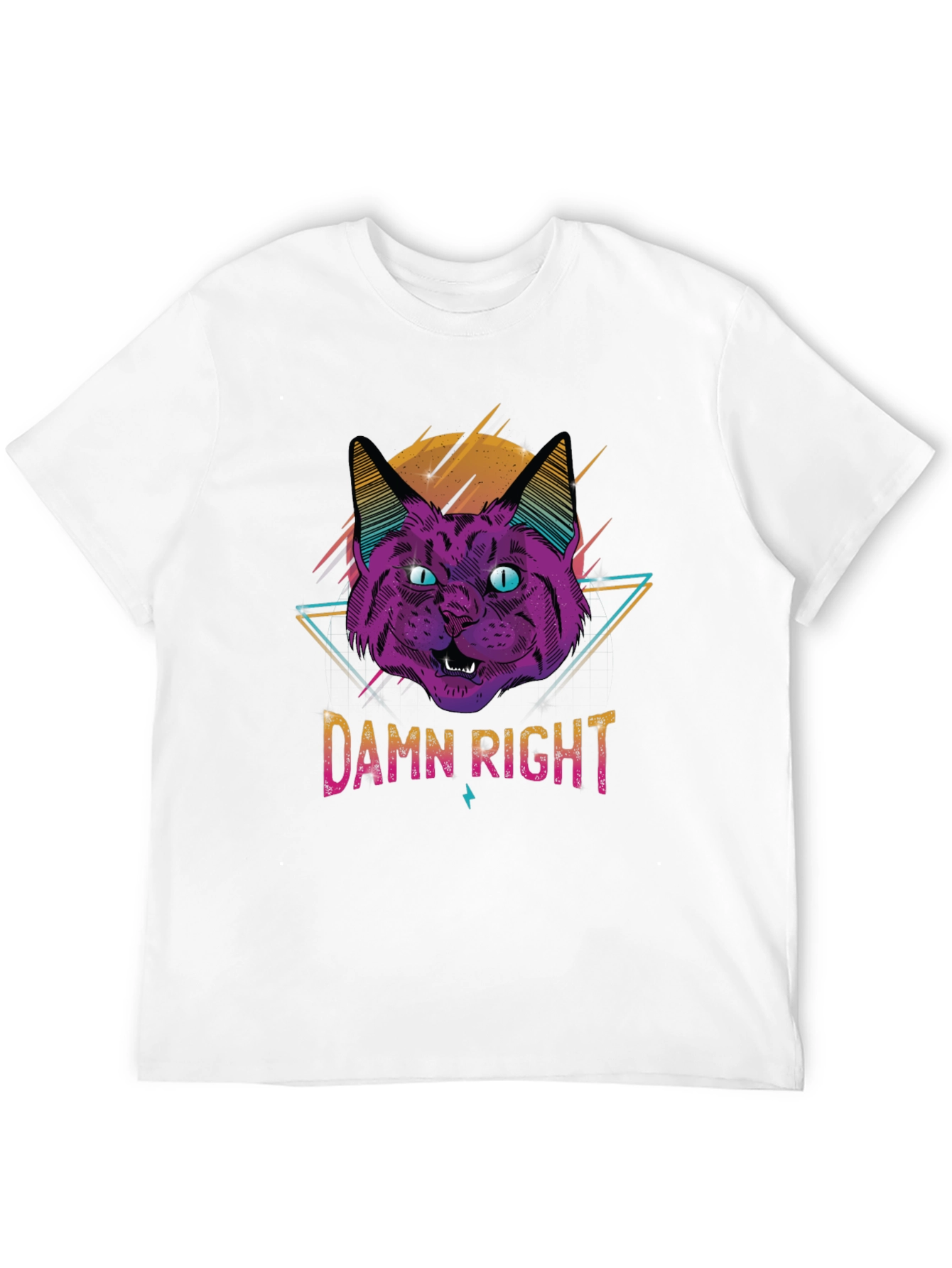 Damn Right Cat Graphic T-Shirt - Cool Retro Design