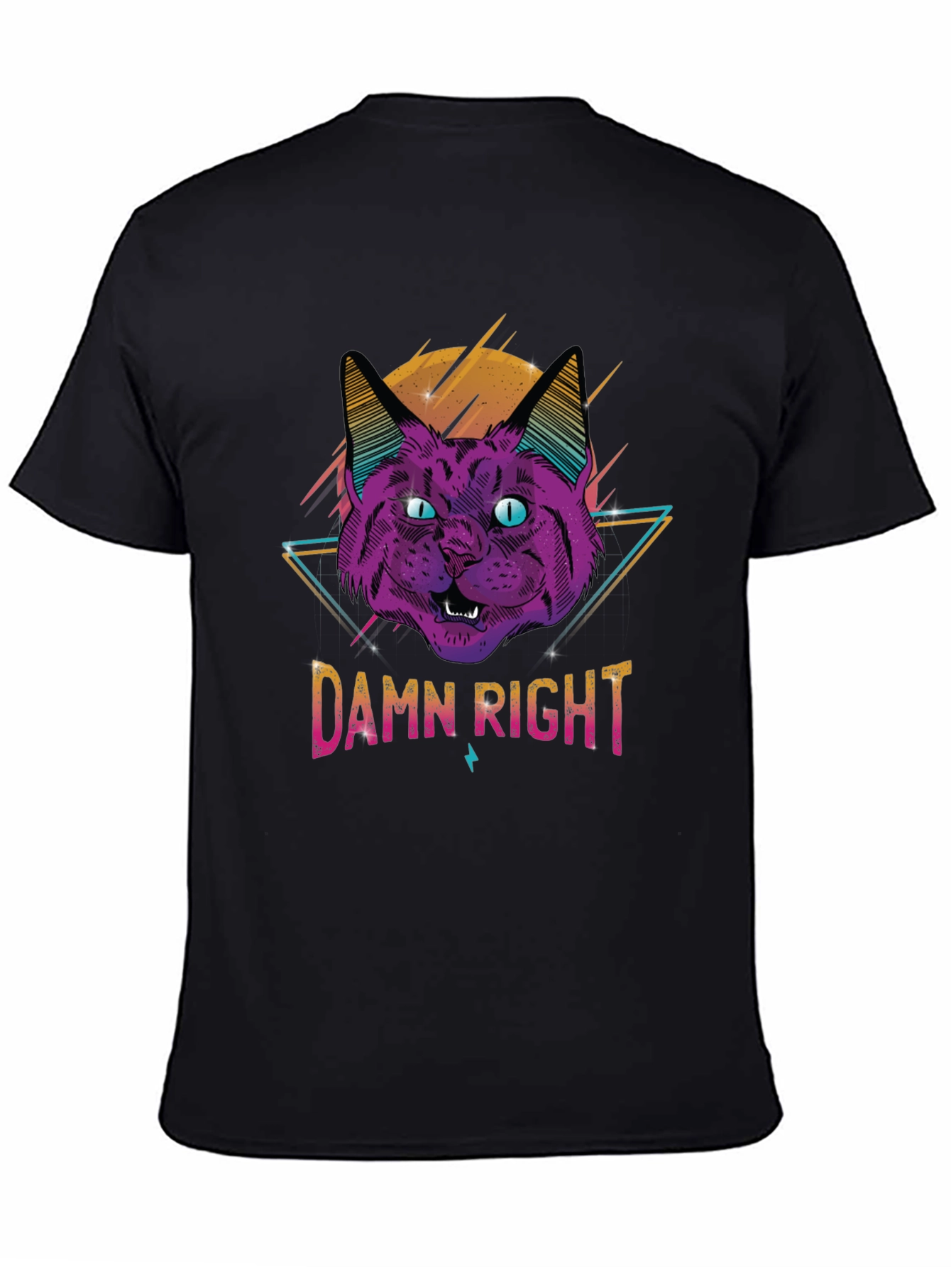 Damn Right Cat Graphic T-Shirt - Cool Retro Design