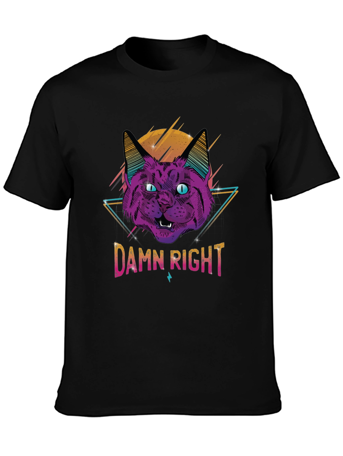 Damn Right Cat Graphic T-Shirt - Cool Retro Design