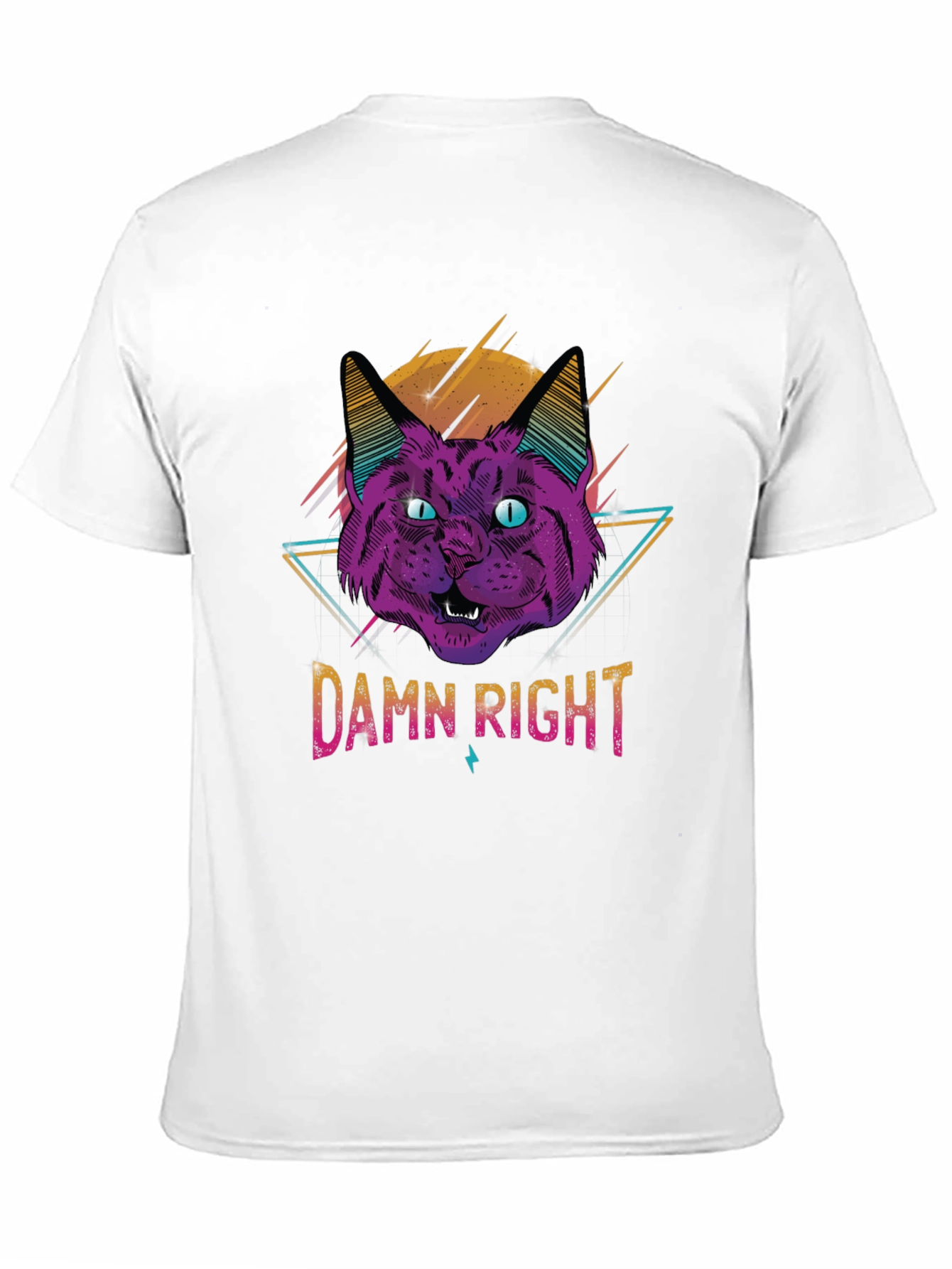Damn Right Cat Graphic T-Shirt - Cool Retro Design