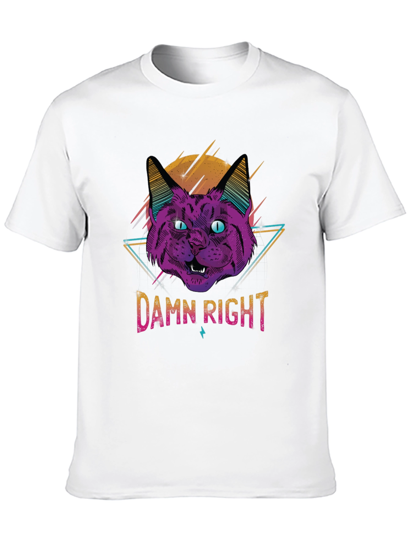 Damn Right Cat Graphic T-Shirt - Cool Retro Design