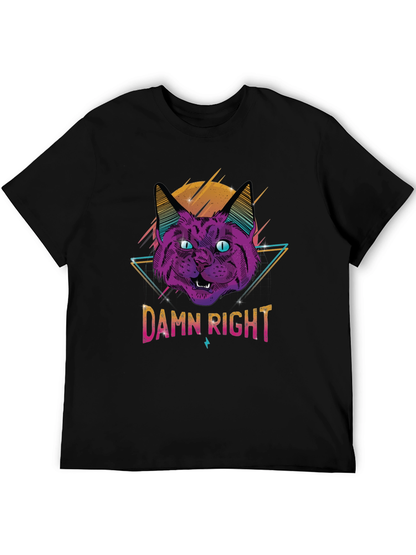 Damn Right Cat Graphic T-Shirt - Cool Retro Design