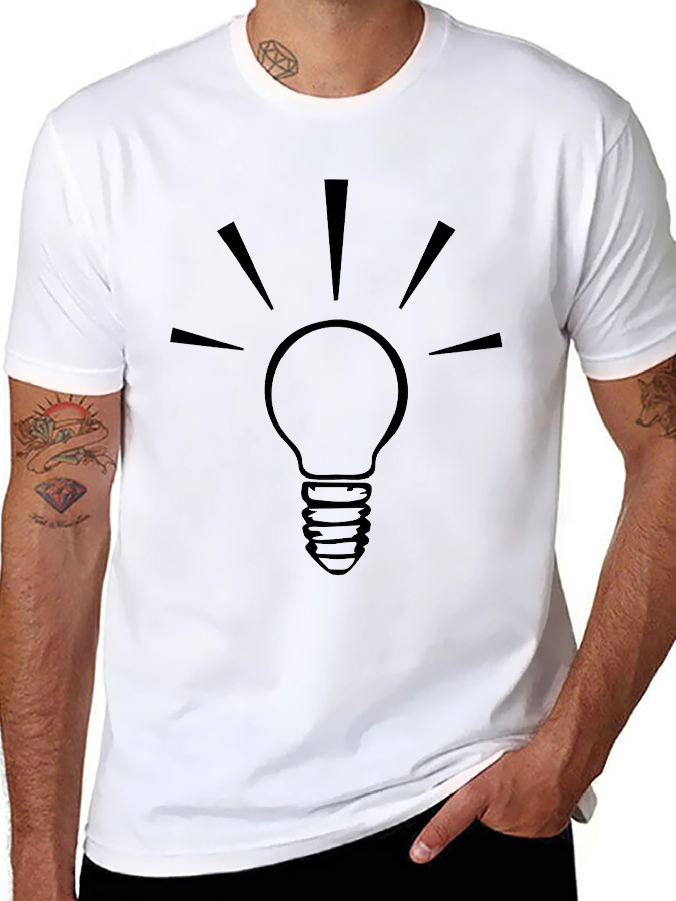 Mens Black Light Bulb Graphic T-Shirt