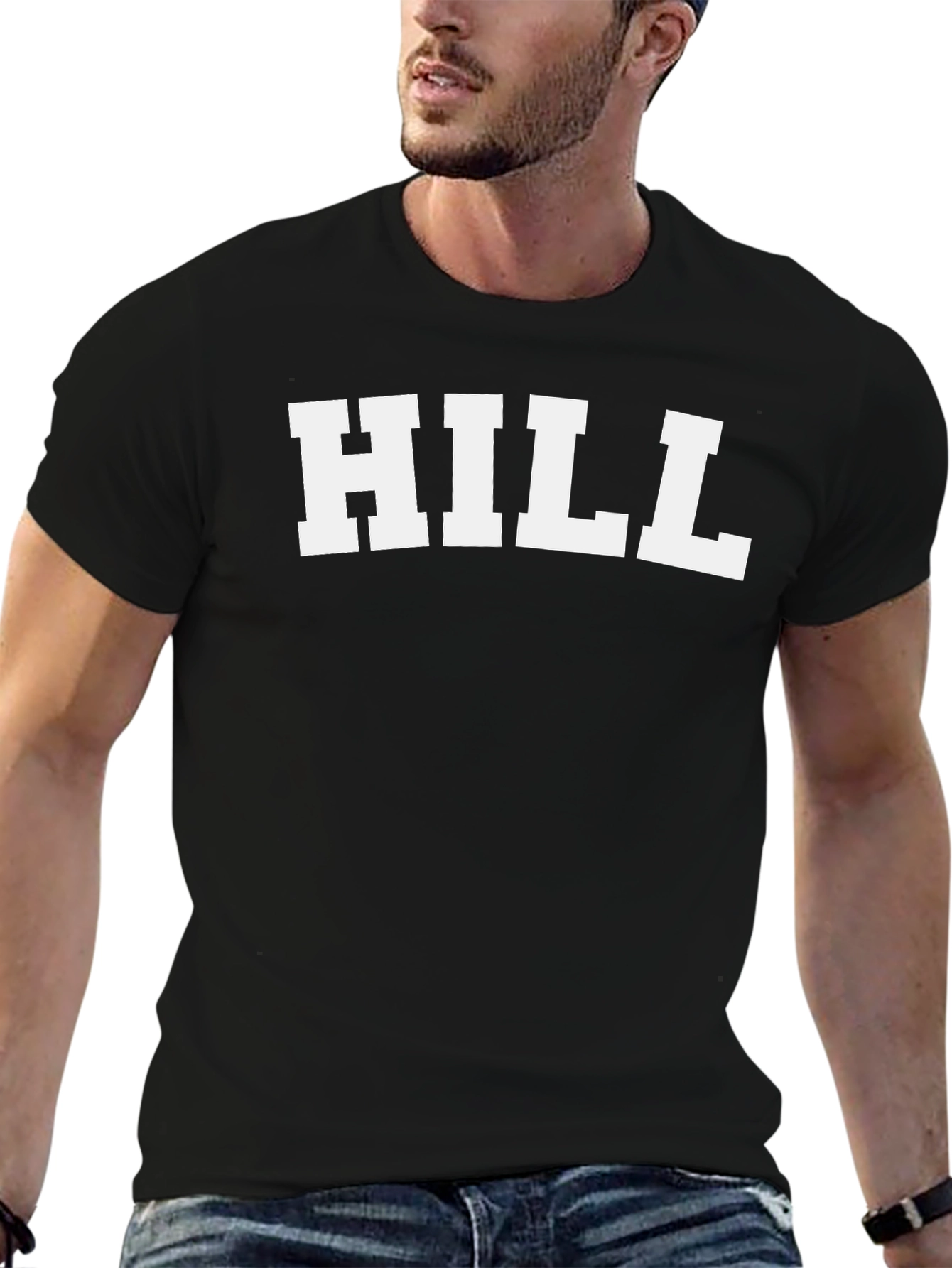 HILL Bold Text Graphic Tee - Black