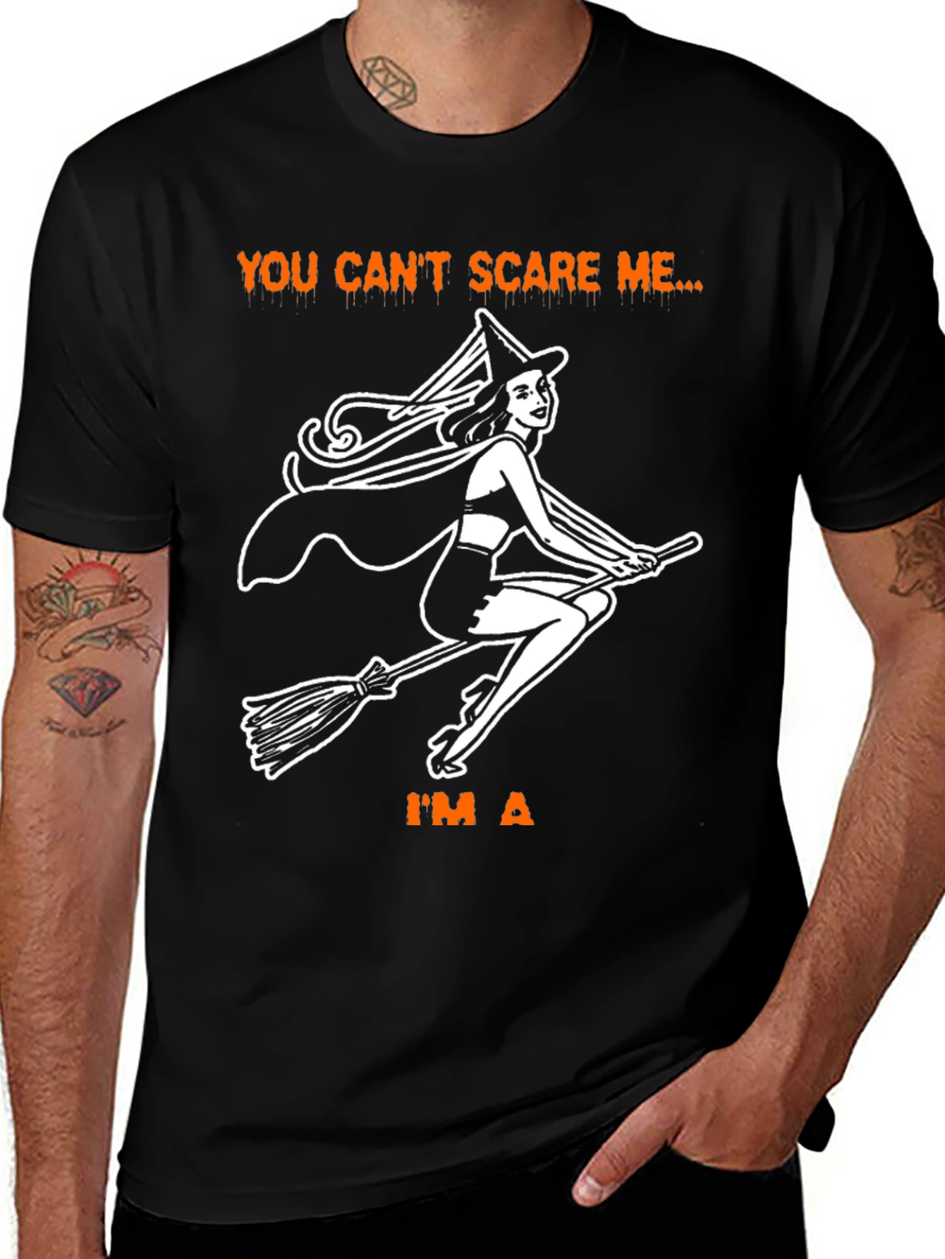 Witch T-Shirt: You Cant Scare Me Graphic Tee