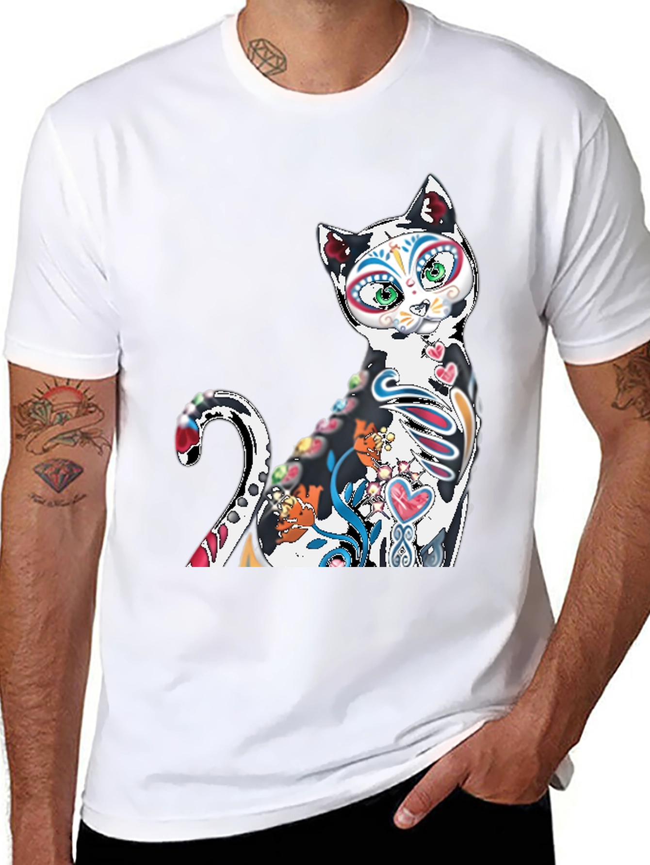 Sugar Skull Cat T-Shirt - Day of the Dead