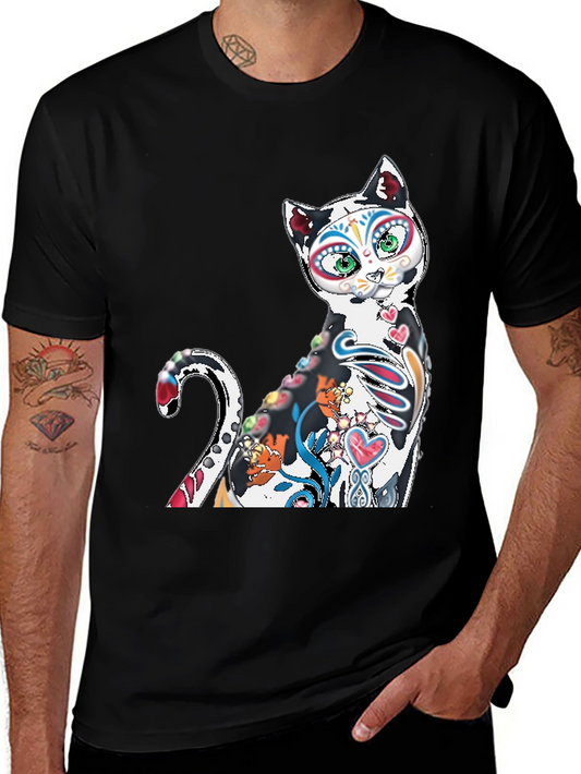 Sugar Skull Cat T-Shirt - Day of the Dead