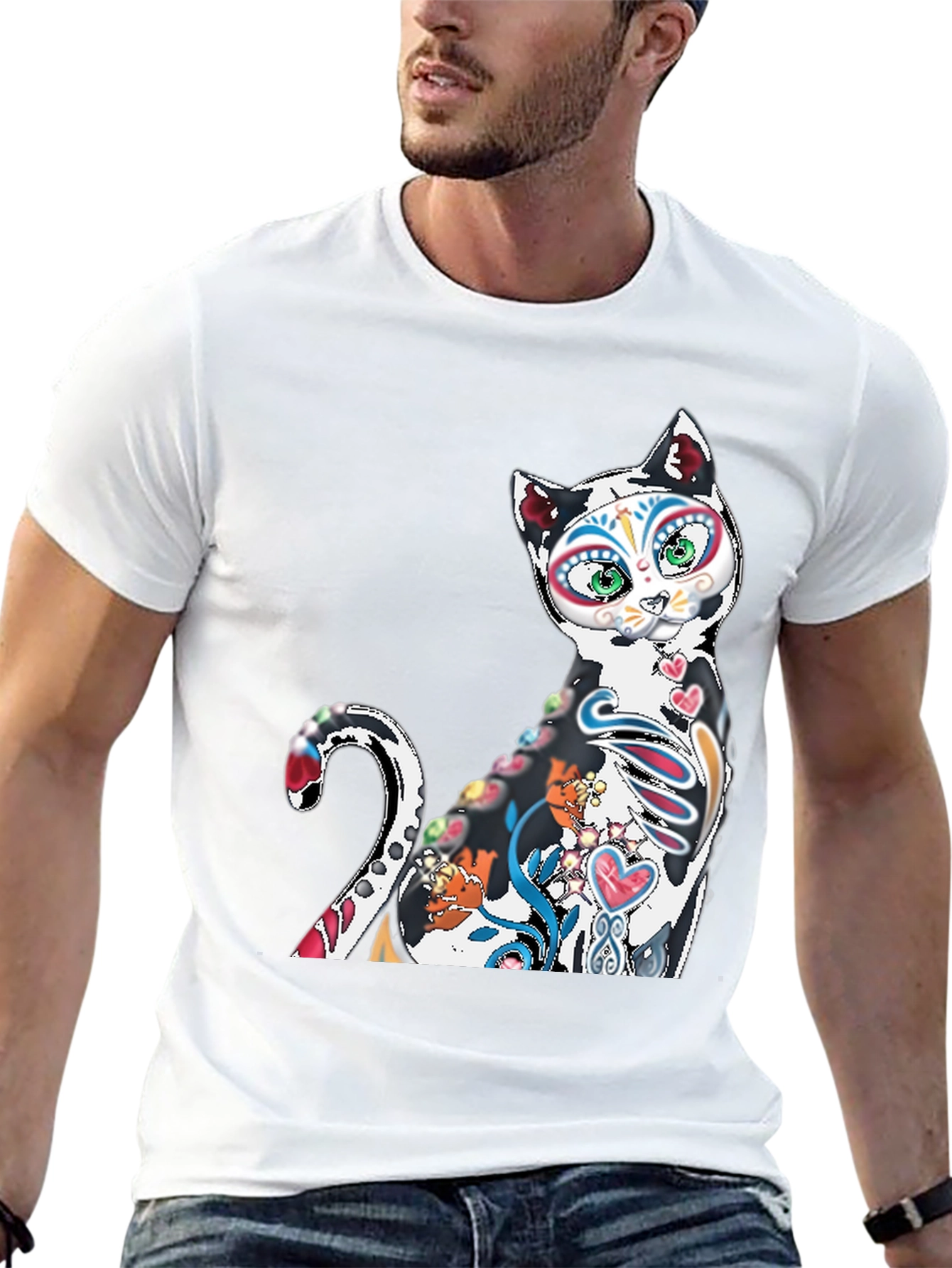 Sugar Skull Cat T-Shirt - Day of the Dead