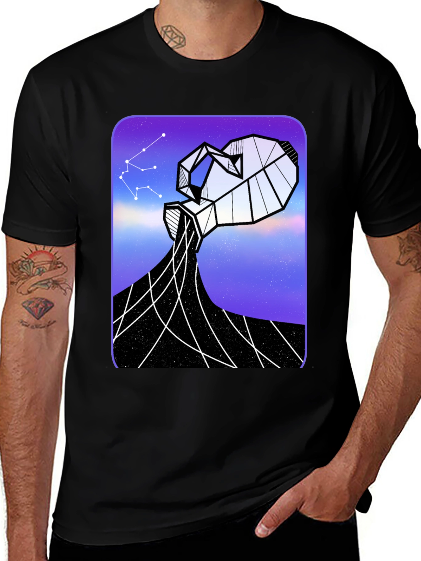 Aquarius Constellation Graphic Tee - Black