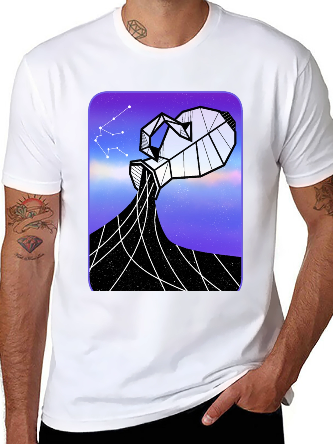 Aquarius Constellation Graphic Tee - Black