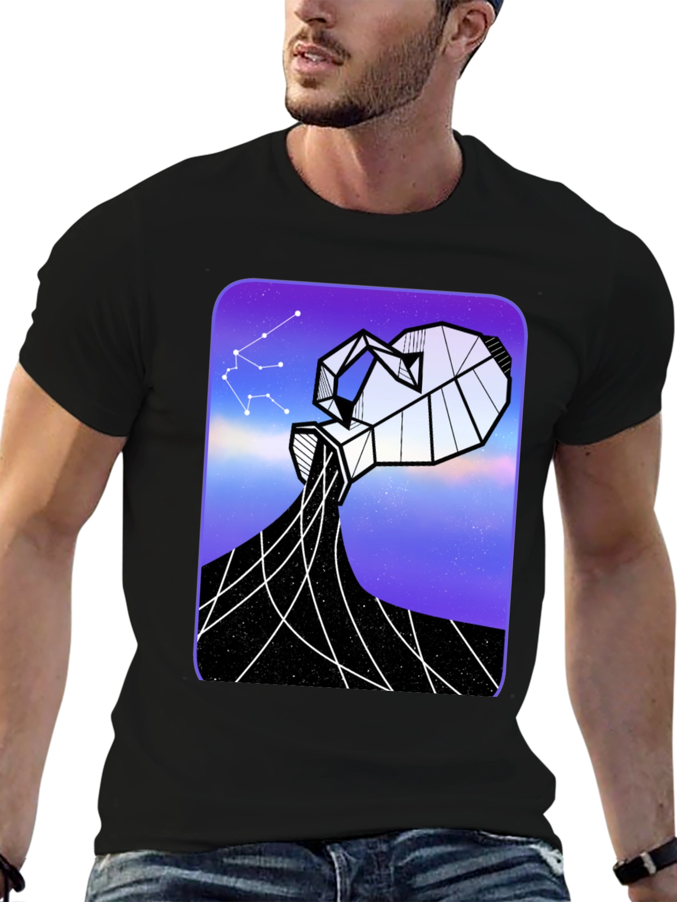 Aquarius Constellation Graphic Tee - Black